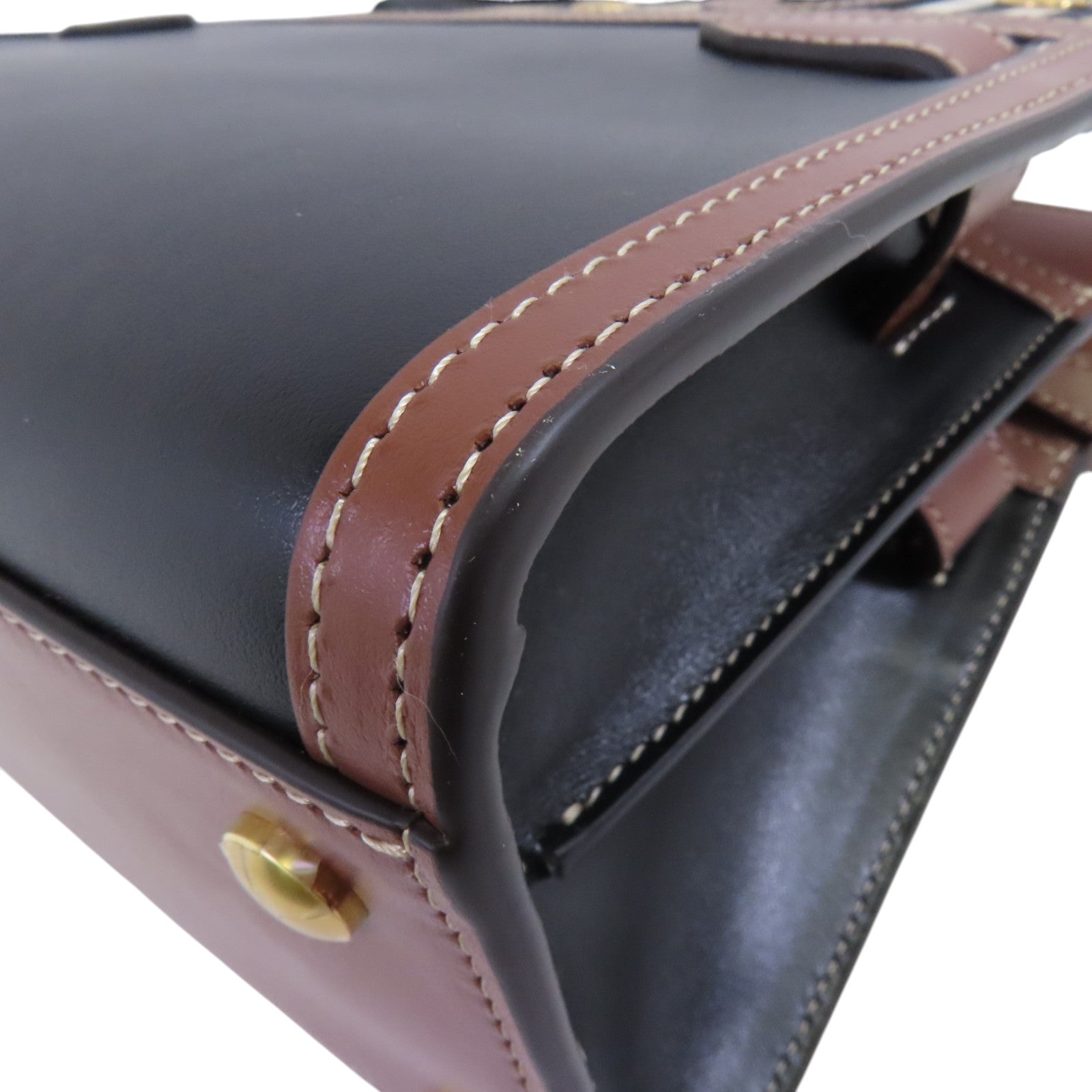 BURBERRY 牛皮皮革/帆布2way Shoulder Bag金扣手挽肩背兩用袋