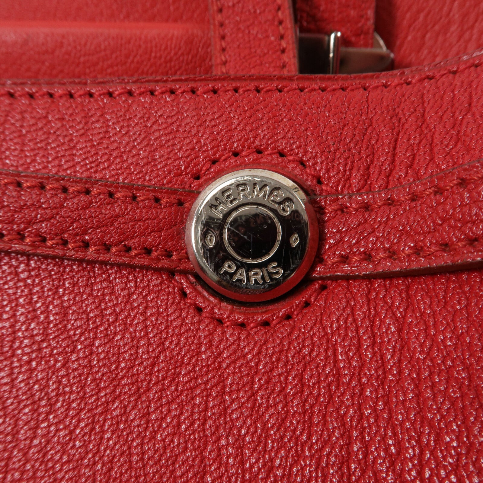 HERMES Fjord皮革Cabana 35肩背袋Rouge H