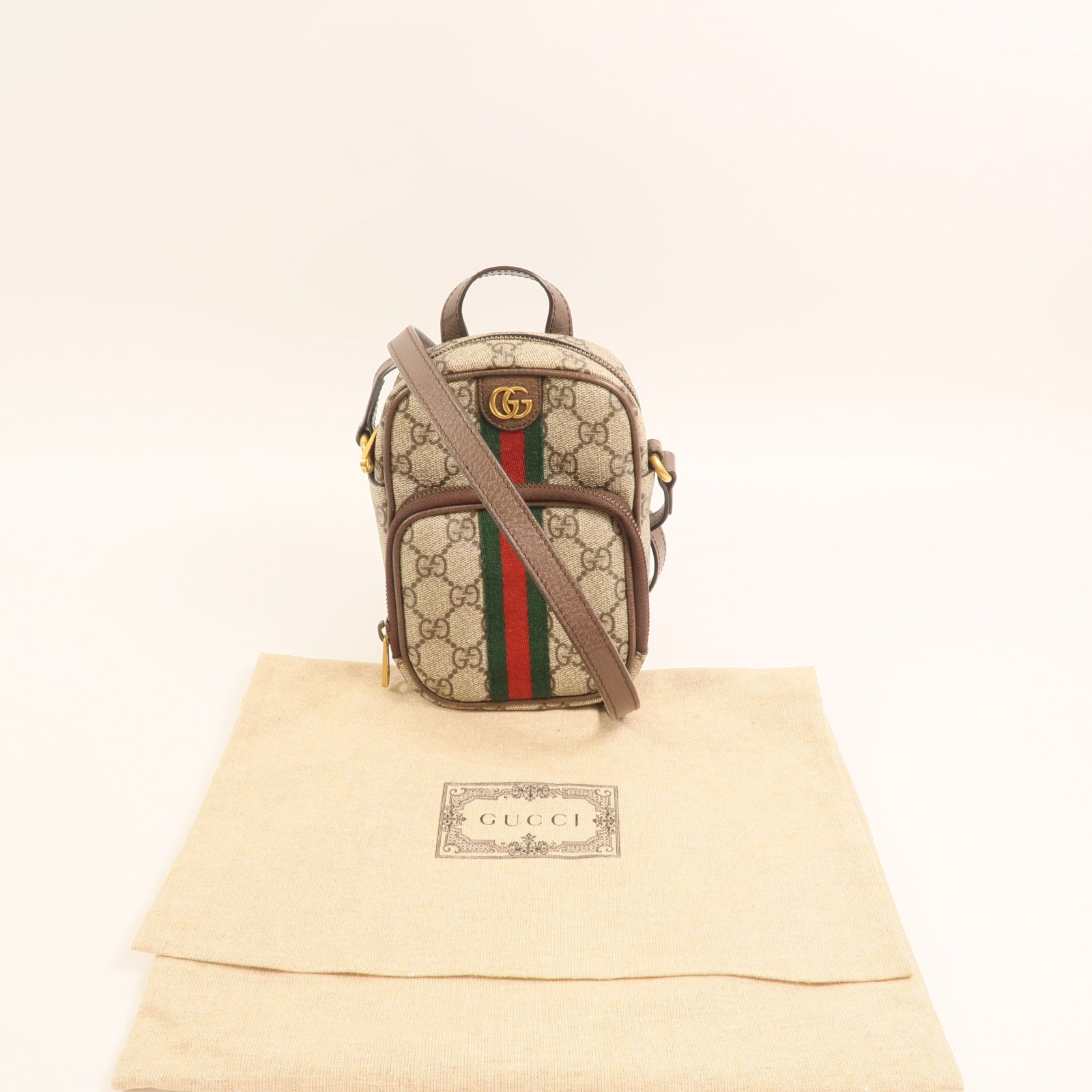 GUCCI 塗層帆布Ophidia MiniBag金扣手挽肩背兩用袋