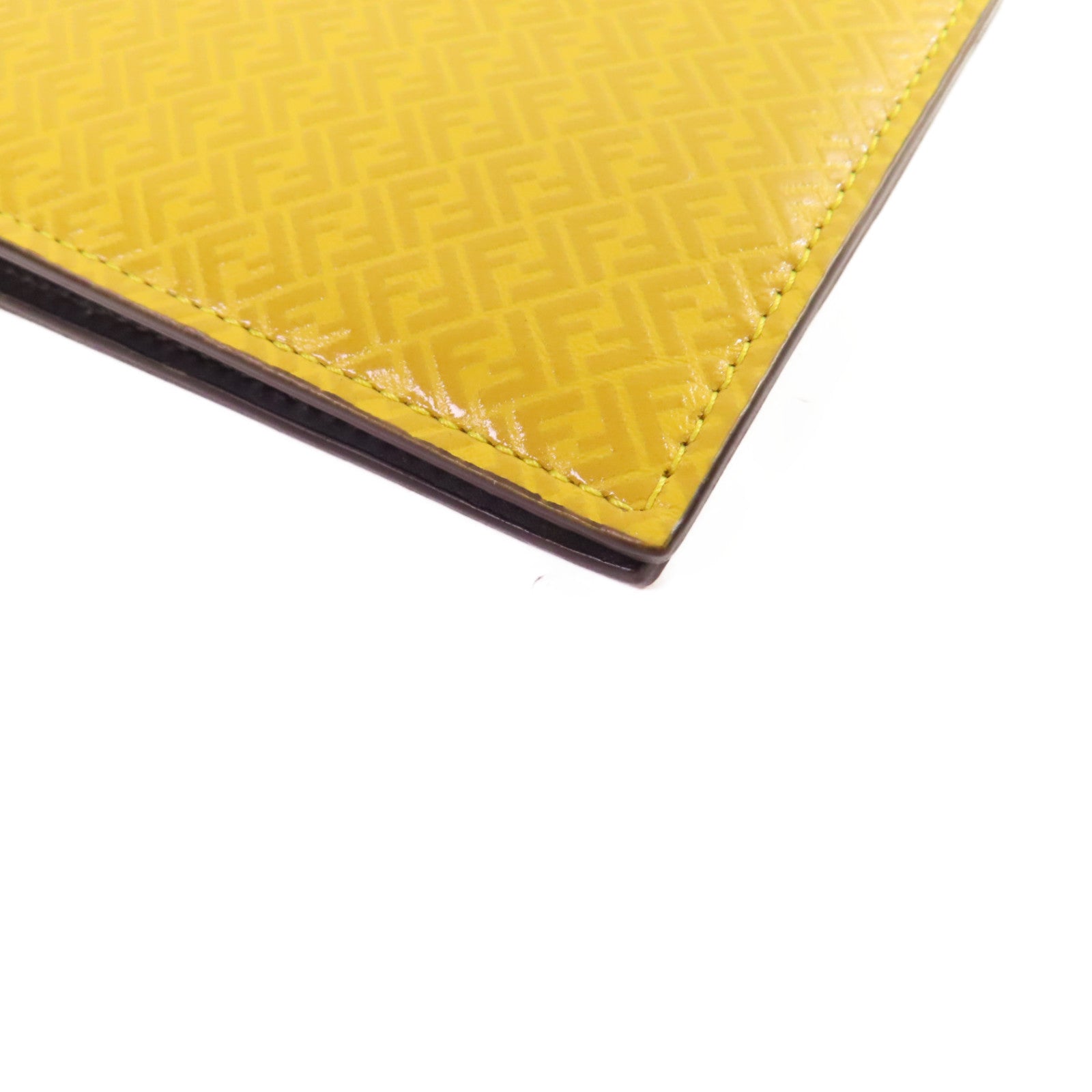 FENDI 【激減優惠】牛皮皮革FF Short Wallet短錢包黃色/黑色