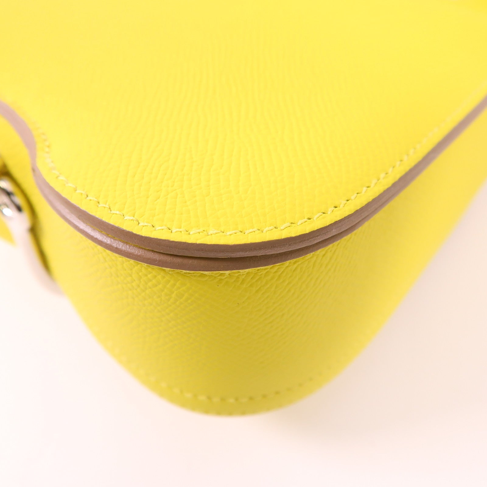 HERMES Clemence皮革Della Cavalleria Mini銀扣肩背袋9R Lime