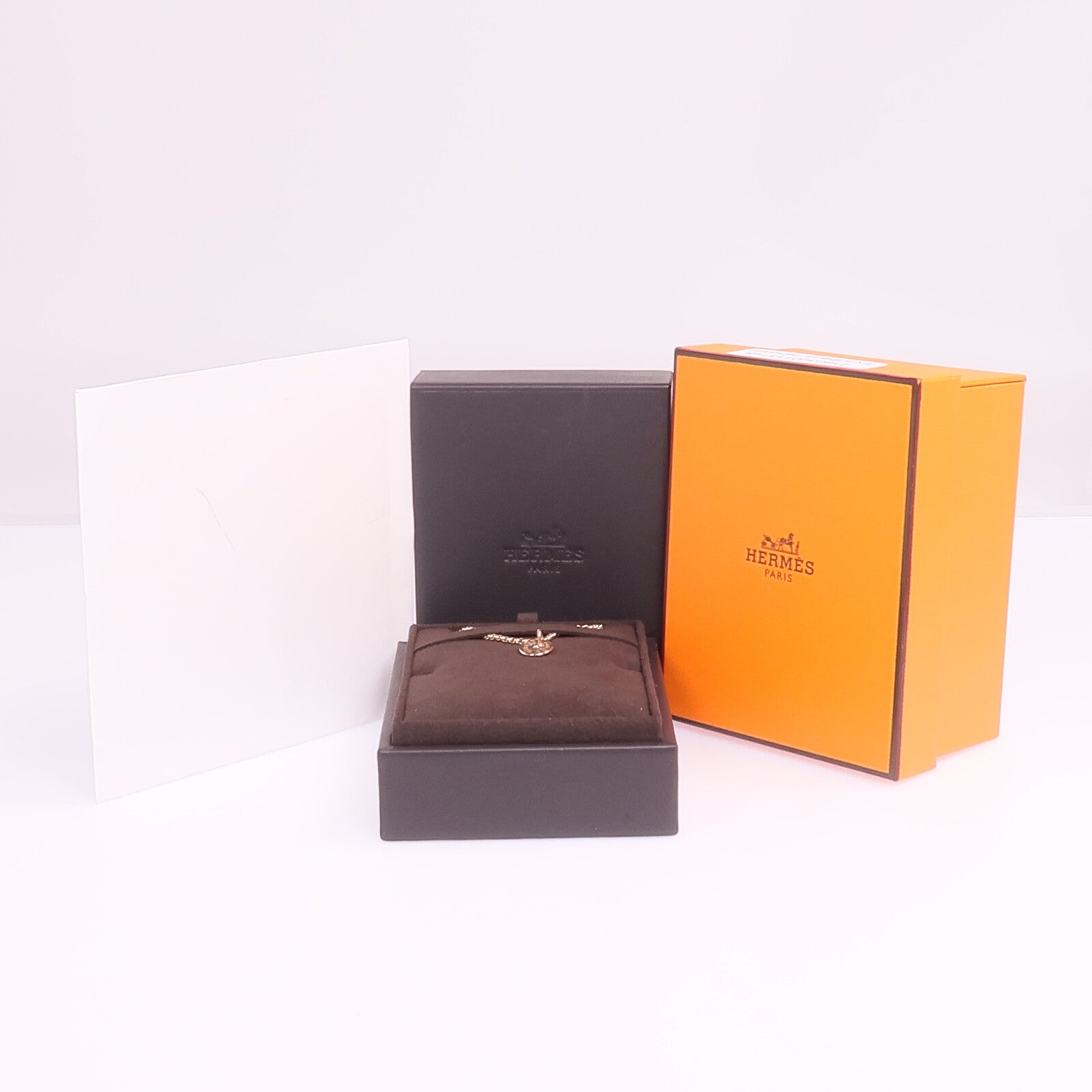 HERMES 18K玫瑰金Ex-Libris Pendant鑽石項鍊