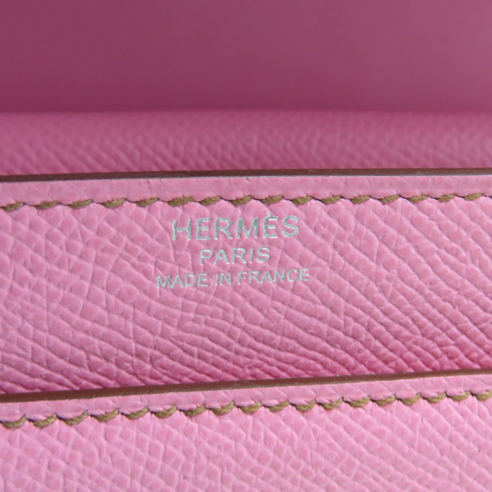 HERMES Epsom皮革Verrou 21银扣肩背袋粉红色