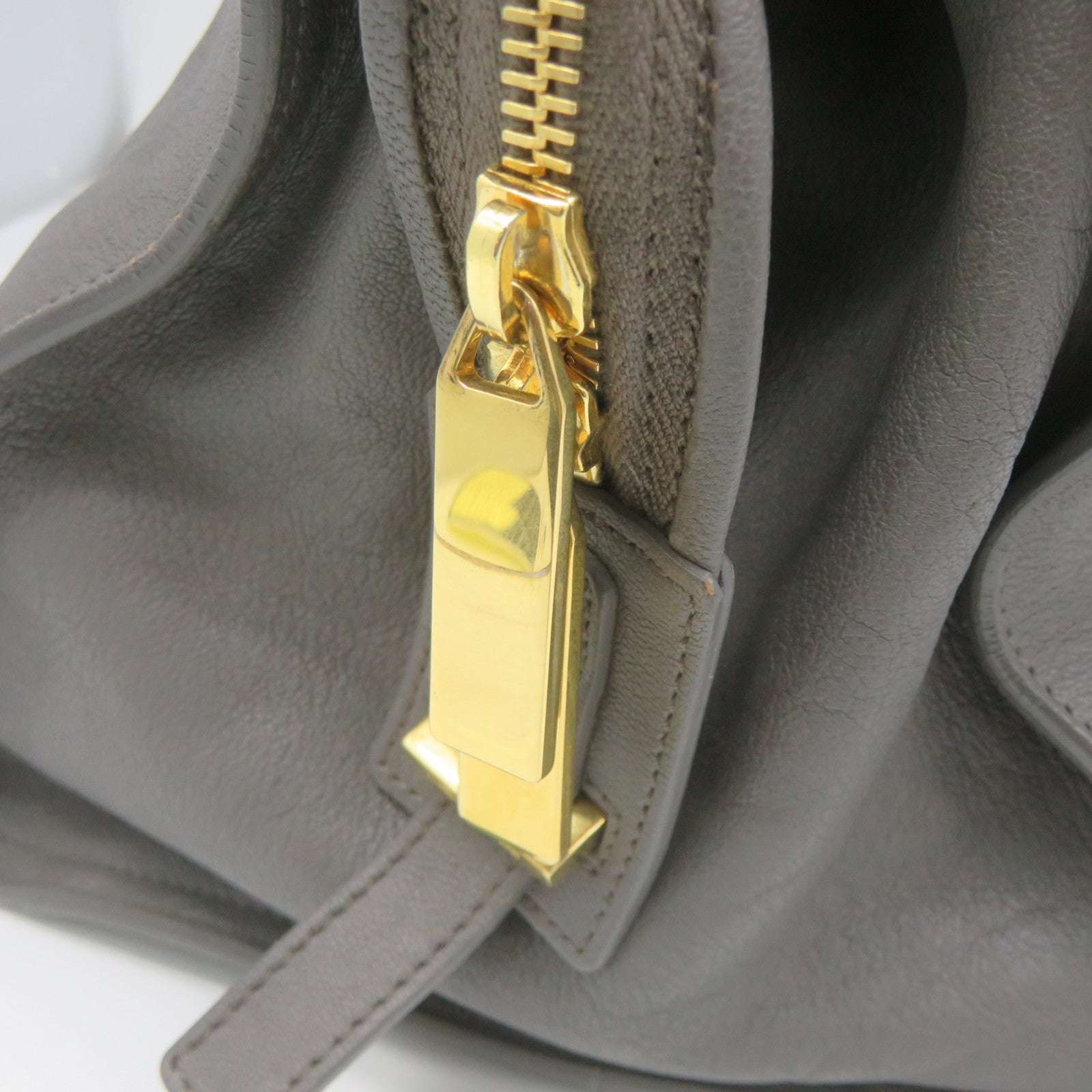 YVES SAINT LAURENT cowhide leather Tote Bag handle bag gray