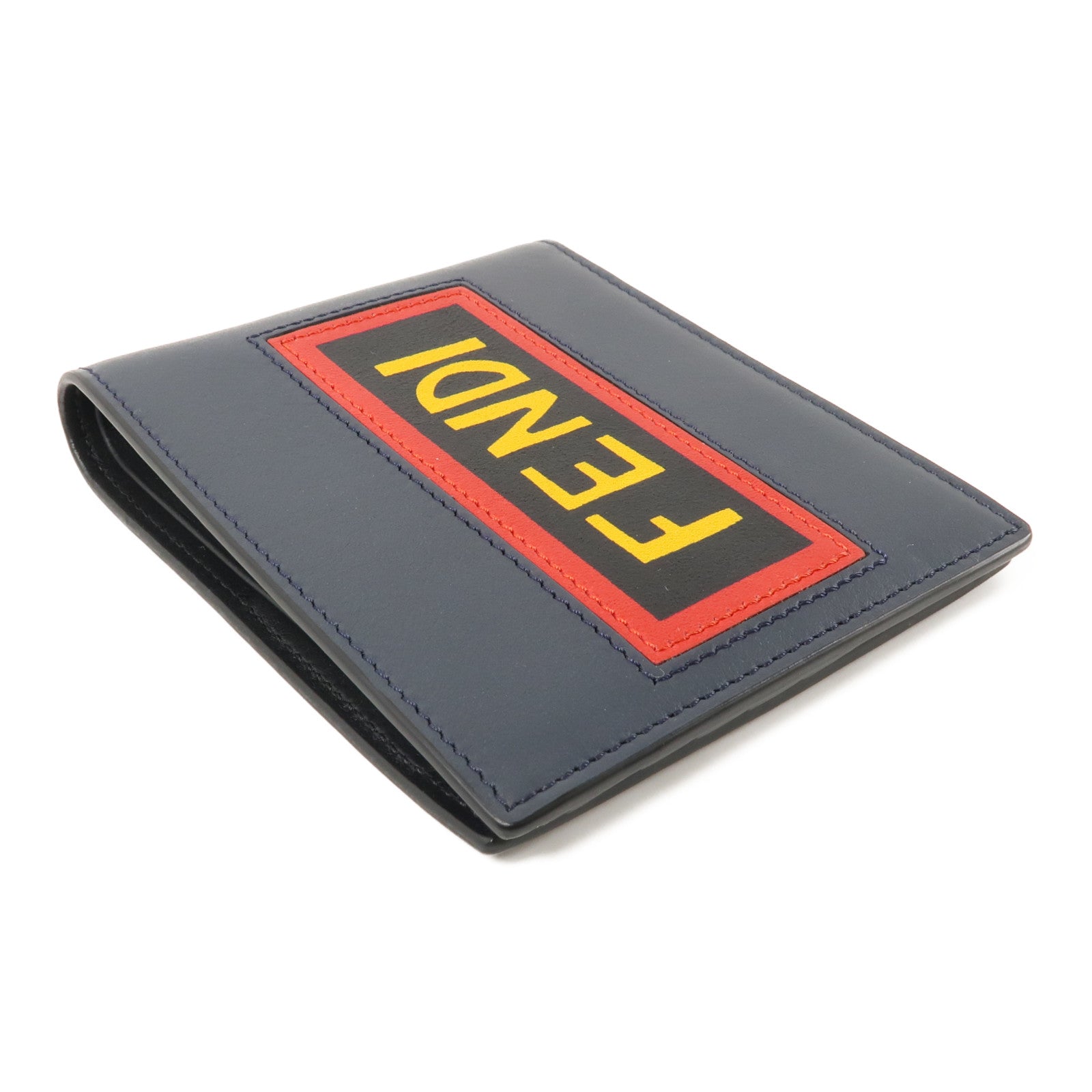 FENDI 【激減優惠】牛皮皮革Vocabulary Wallet錢包深藍色