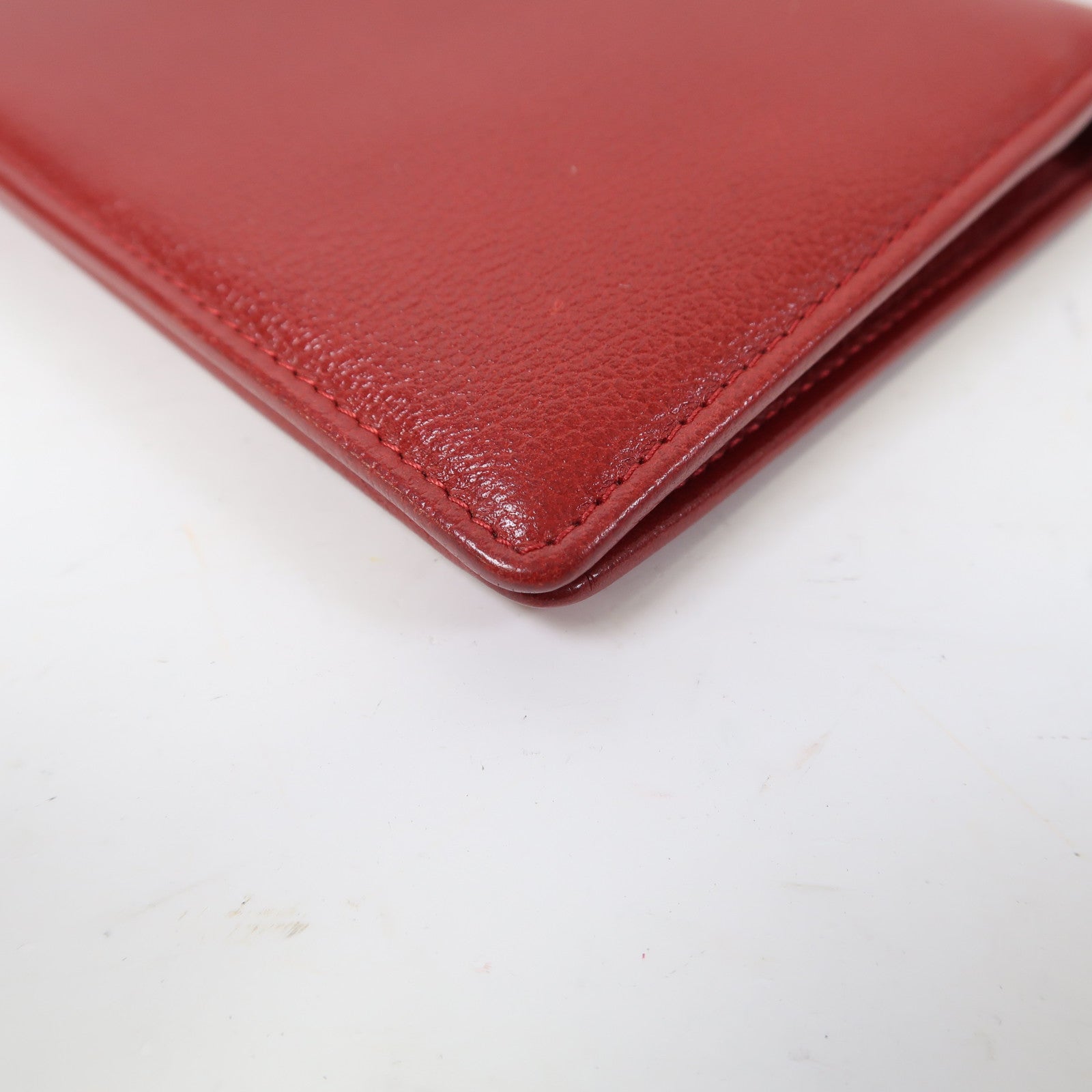 CHANEL 牛皮皮革Long Wallet銀扣長錢包紅色