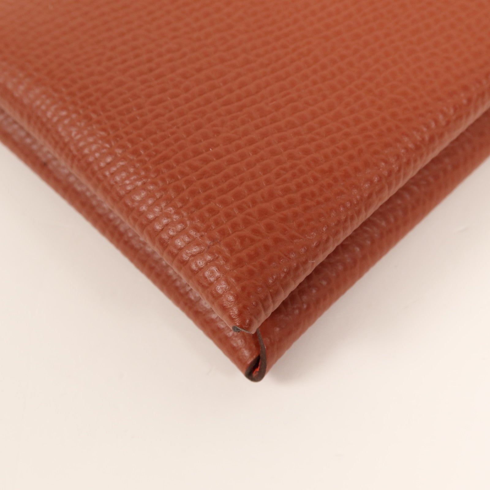HERMES 【激減優惠】Epsom皮革Calvi銀扣卡片套Rouge Venitien