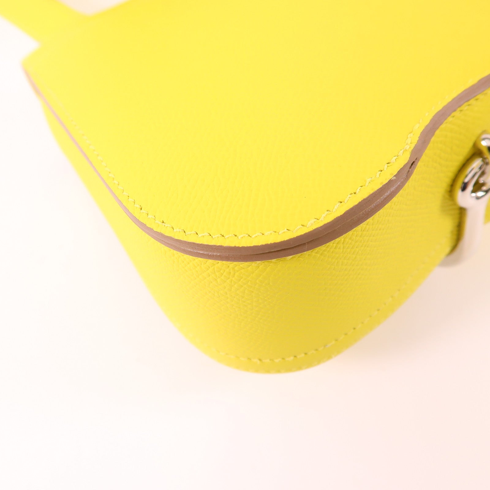 HERMES Clemence皮革Della Cavalleria Mini銀扣肩背袋9R Lime