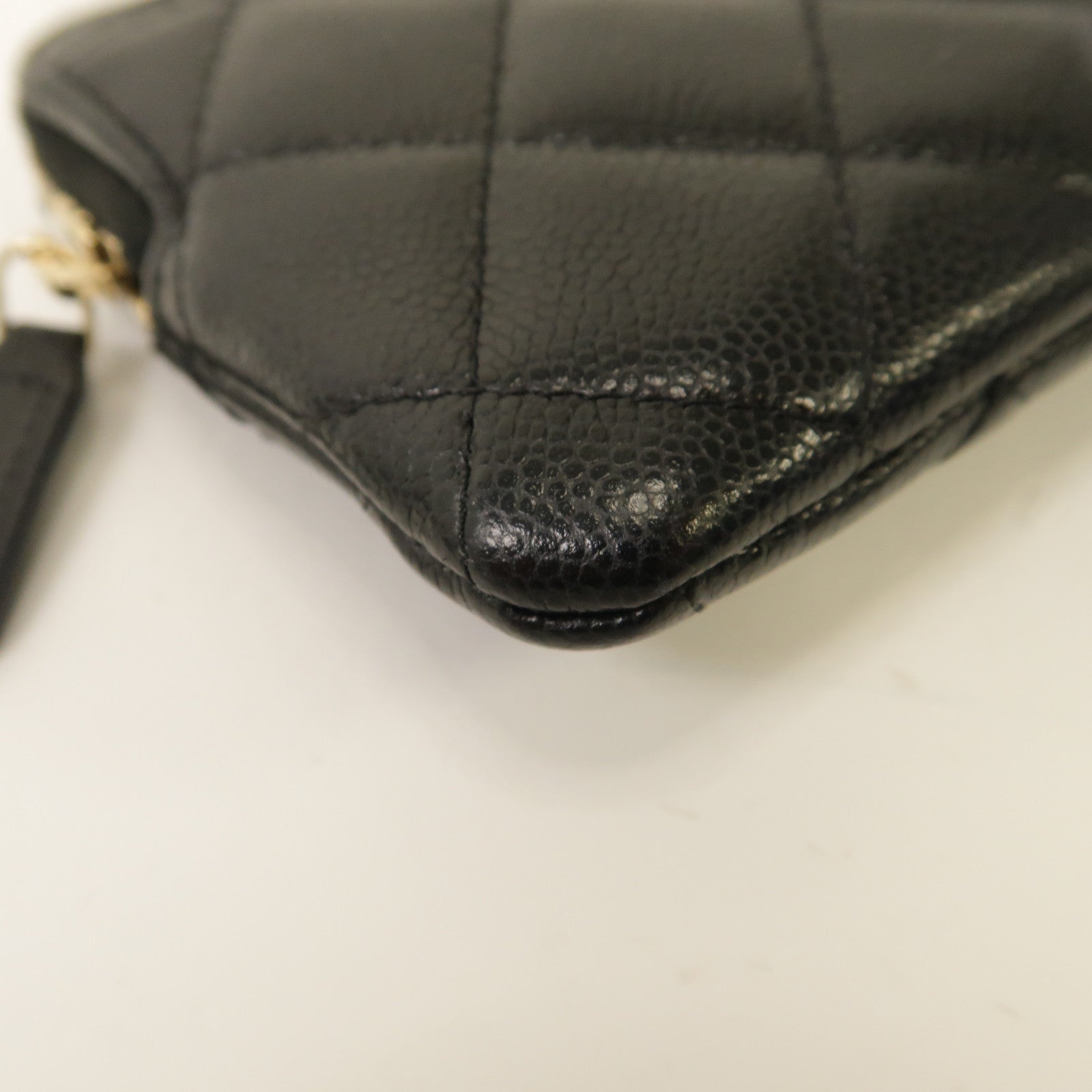 CHANEL 菱格Caviar皮革Card Case金扣卡片套黑色
