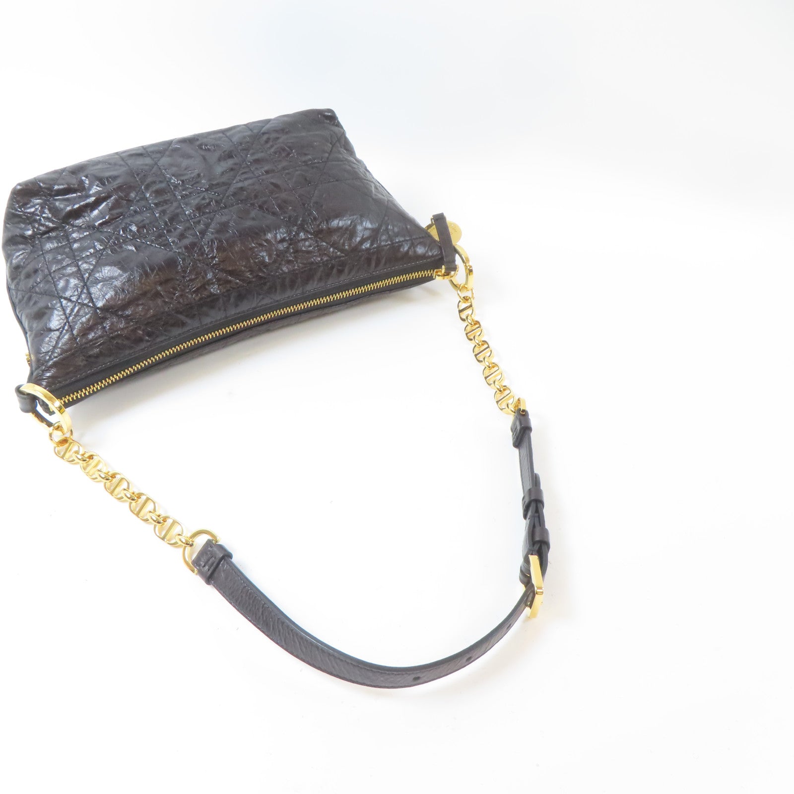Dior 牛皮皮革Diorstar Hobo Bag金扣肩背袋黑色