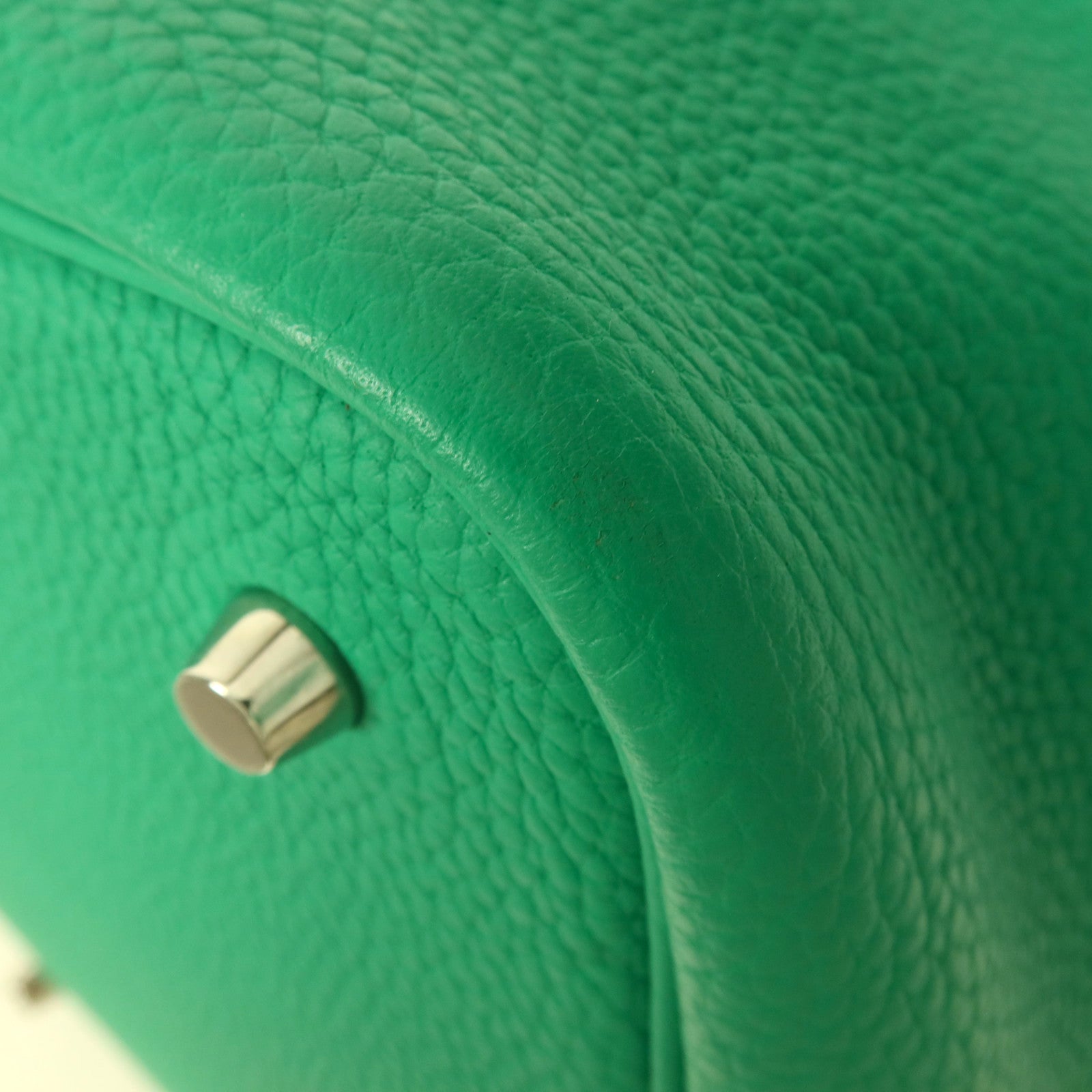 HERMES Clemence皮革Picotin MM銀扣手挽袋Menthe