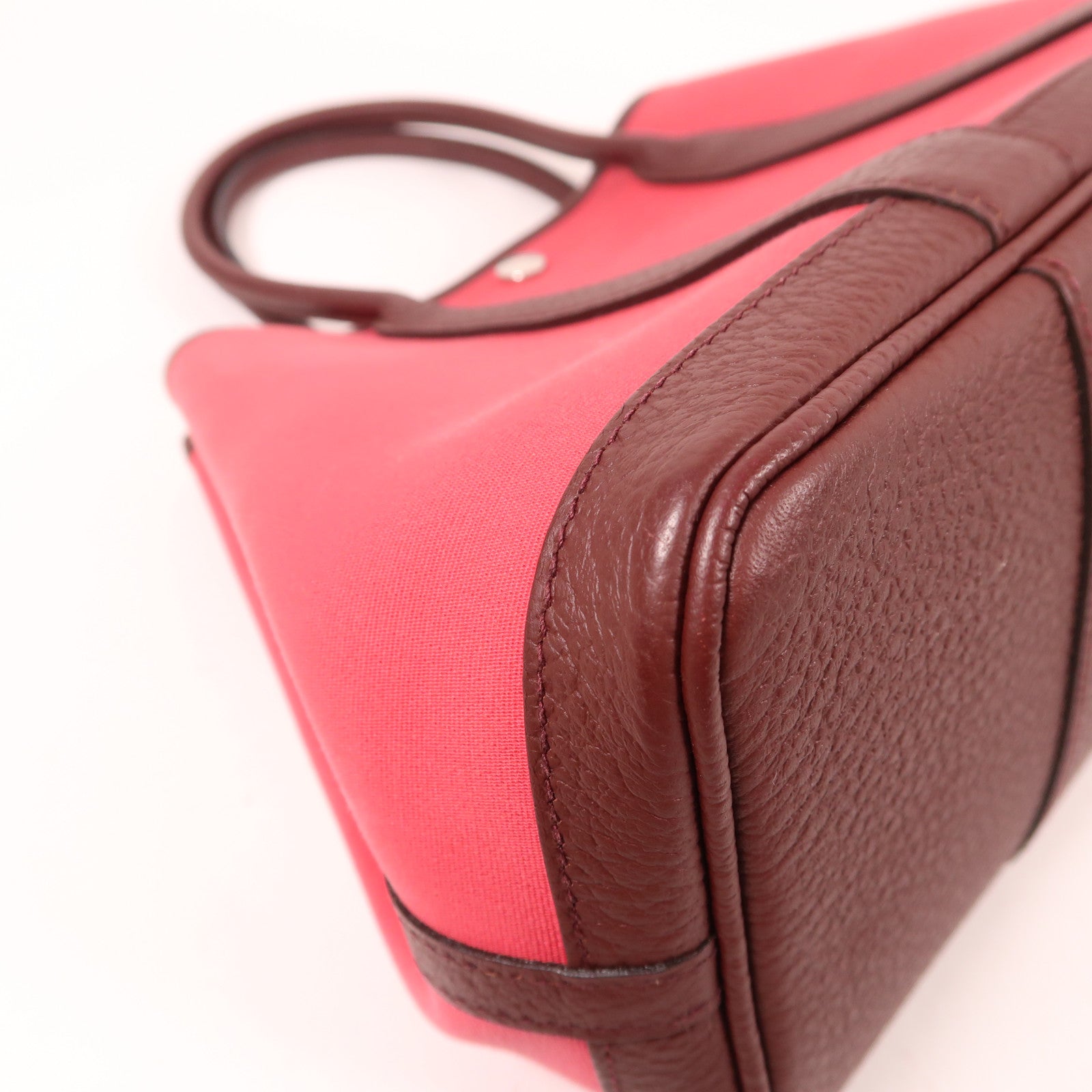 HERMES 帆布Garden Party TPM銀扣手挽袋Bordeaux