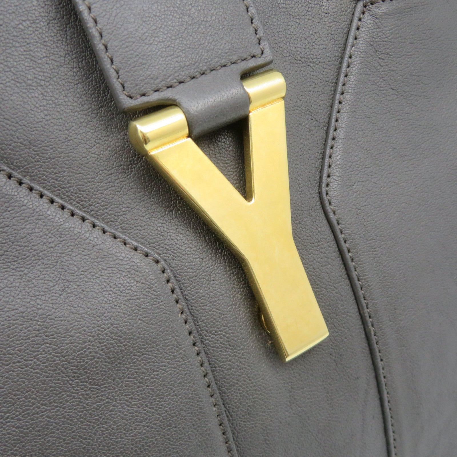 YVES SAINT LAURENT cowhide leather Tote Bag handle bag gray