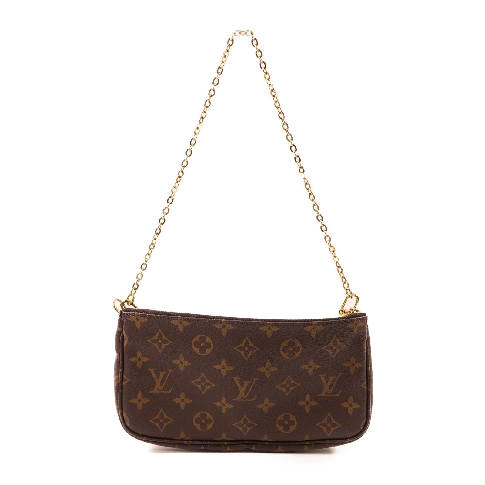 LOUIS VUITTON Monogram Multi Pochette Accessoires金扣肩背袋棕色