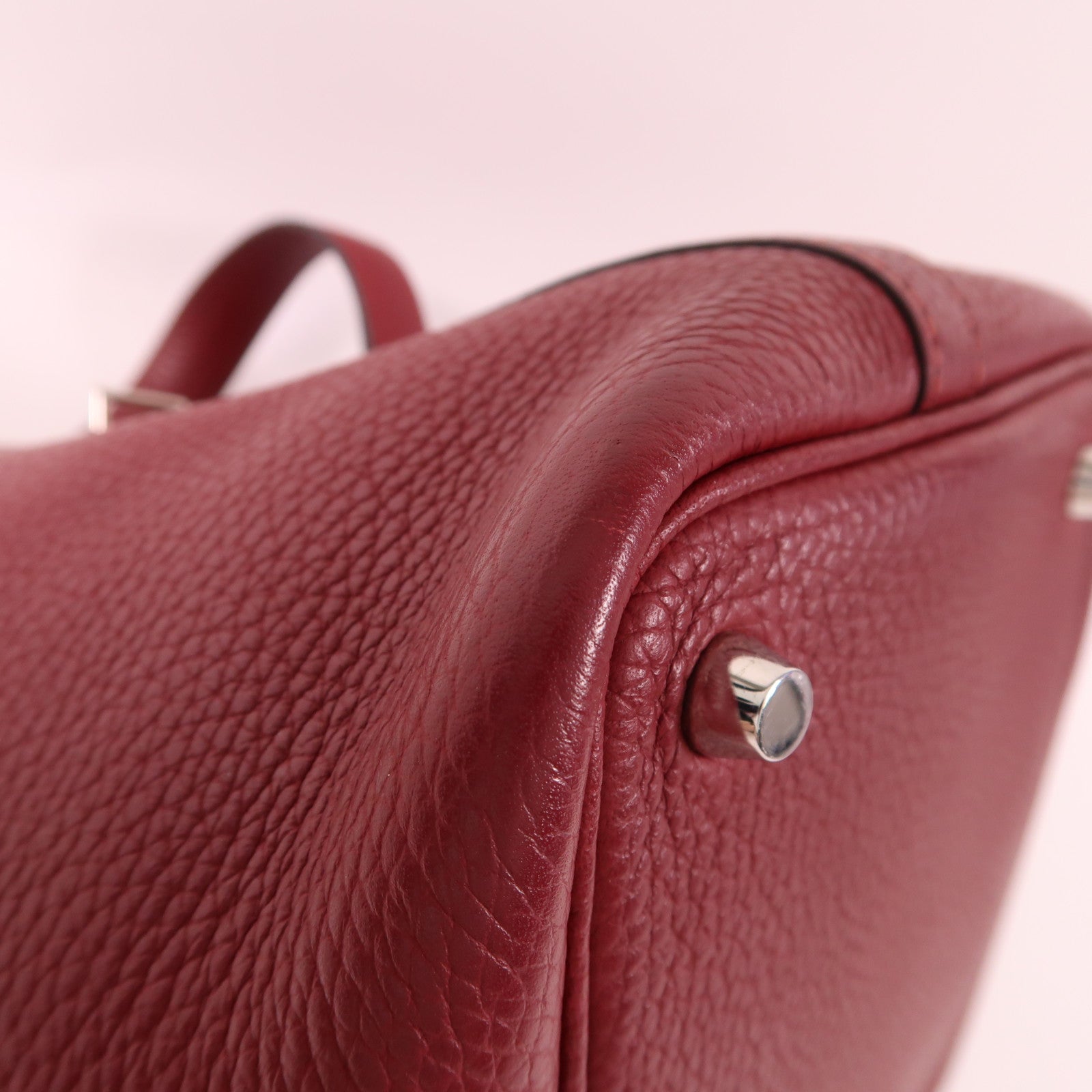 HERMES Clemence皮革Picotin PM手挽袋銀扣Rouge Grenat