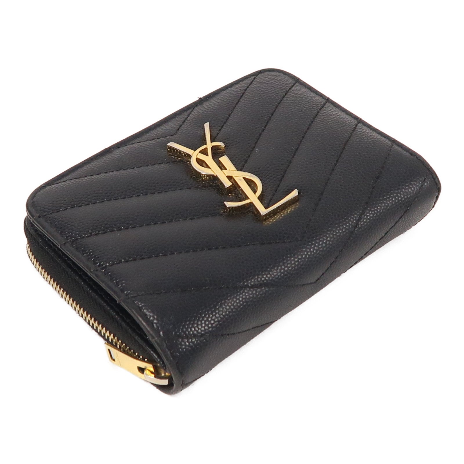 YVES SAINT LAURENT 牛皮皮革Wallet金扣錢包
