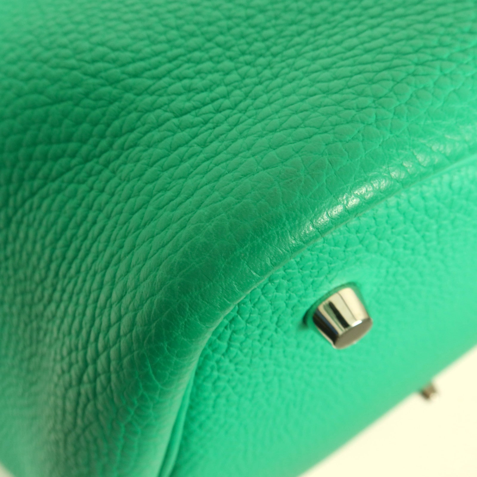 HERMES Clemence皮革Picotin MM銀扣手挽袋Menthe