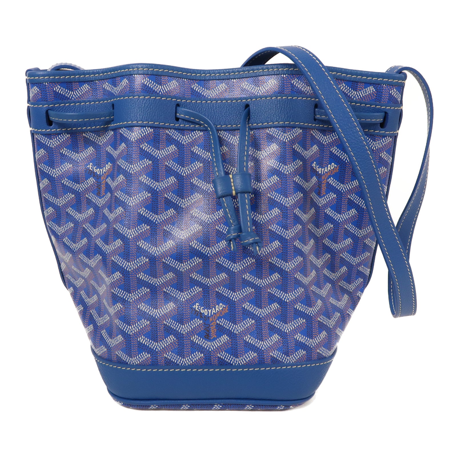 GOYARD 塗層帆布Petit Flot Bucket銀扣肩背袋藍色
