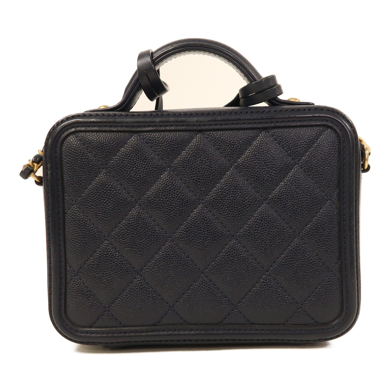 CHANEL 【激減優惠】牛皮皮革Vanity Case金扣鏈帶肩背袋
