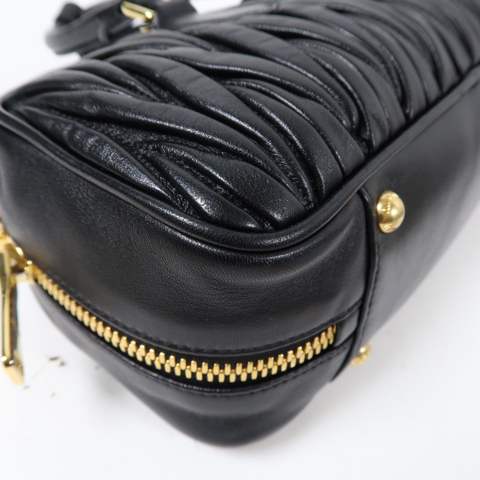 Miu Miu 羊皮皮革2 Way Shoulder Bag金扣手挽肩背兩用袋黑色