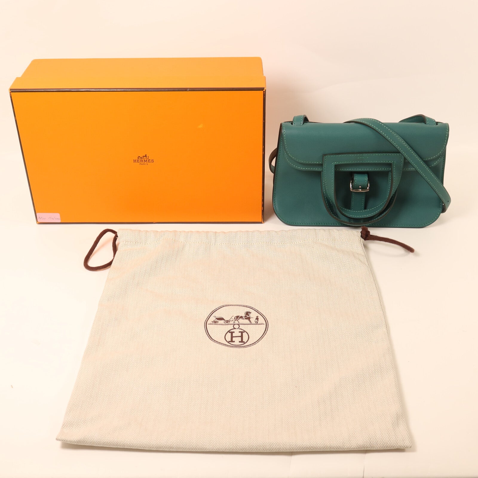 HERMES Swift皮革Mini Halzan手挽肩背兩用袋Malachite
