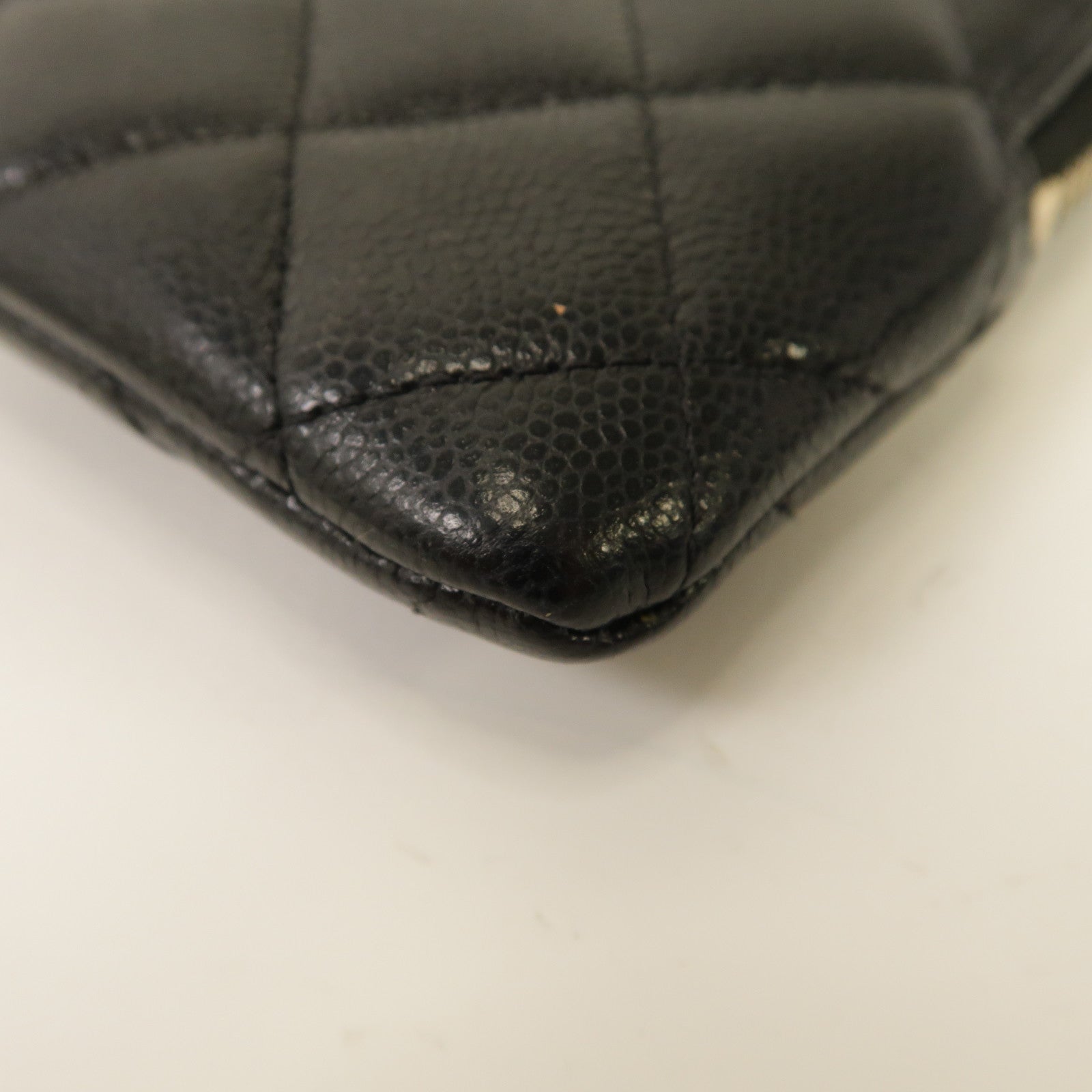 CHANEL 菱格Caviar皮革Card Case金扣卡片套黑色