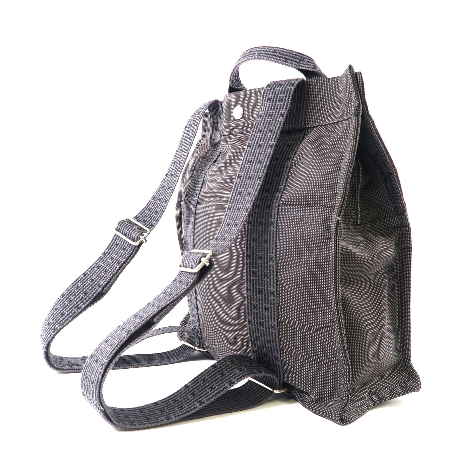 HERMES 帆布Herline Backpack Tote銀扣背包灰色