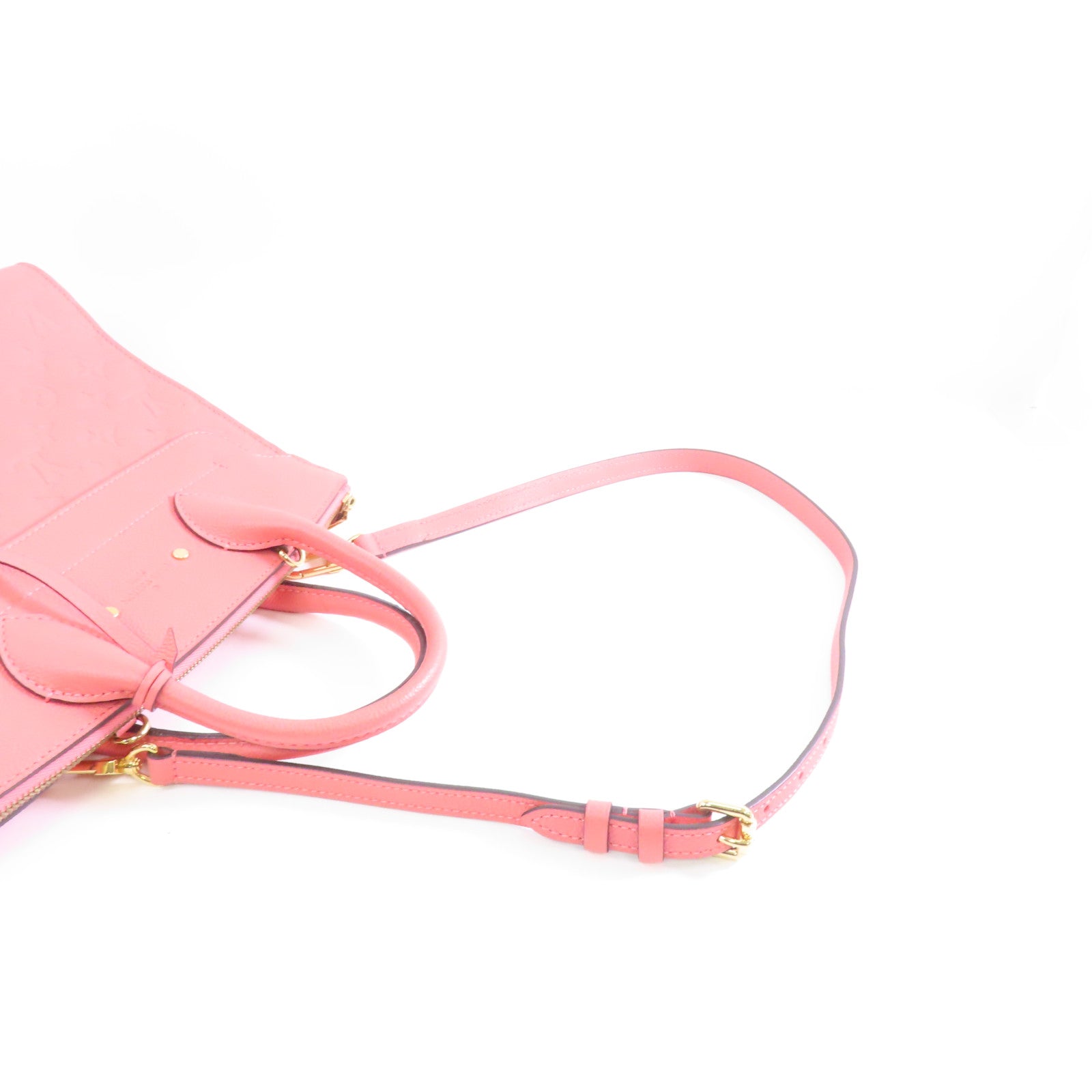 LOUIS VUITTON 【激減優惠】Monogram Empreinte Neuf MM金扣手挽肩背兩用袋粉紅色