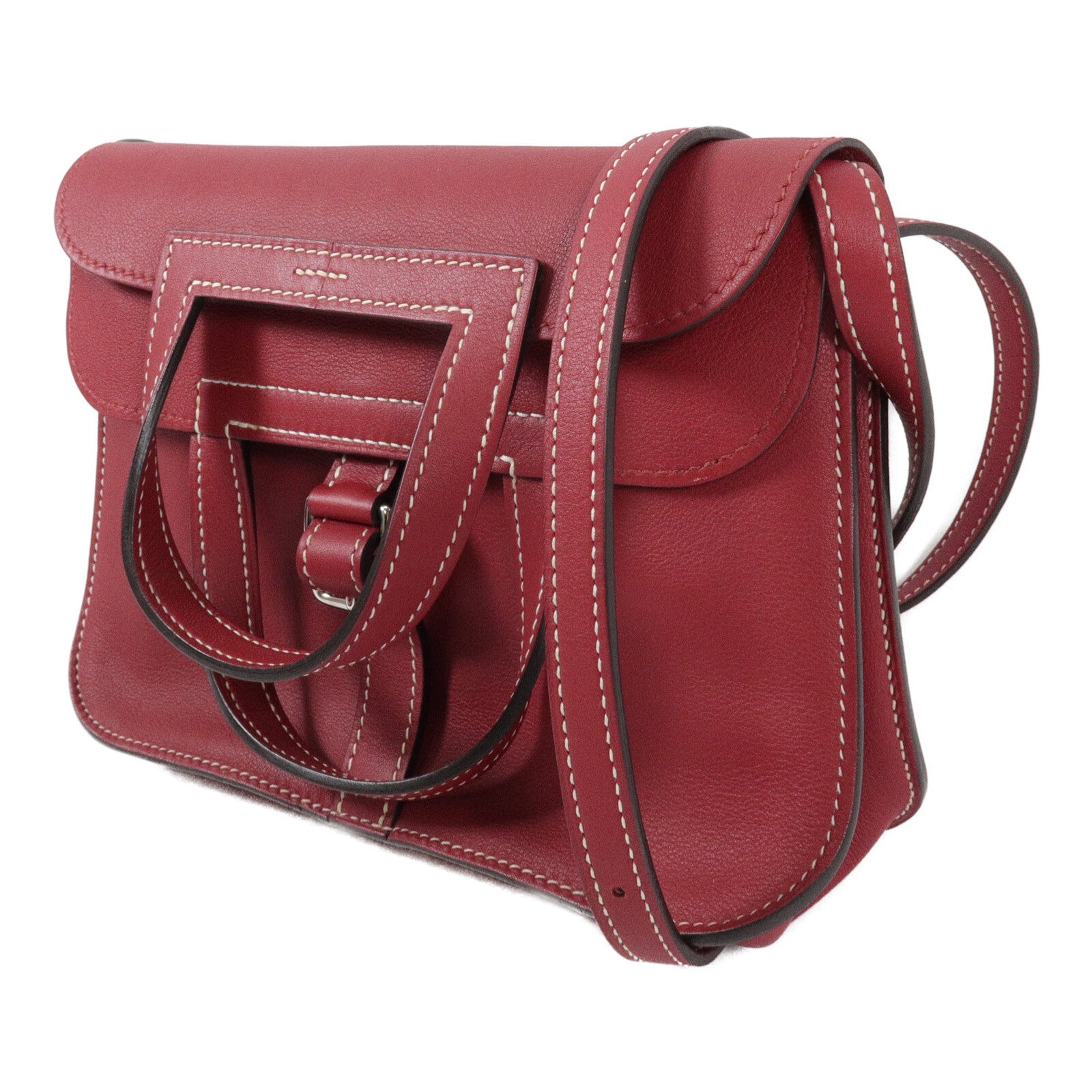 HERMES Swift皮革Mini Halzan手挽肩背兩用袋Rouge Grenat