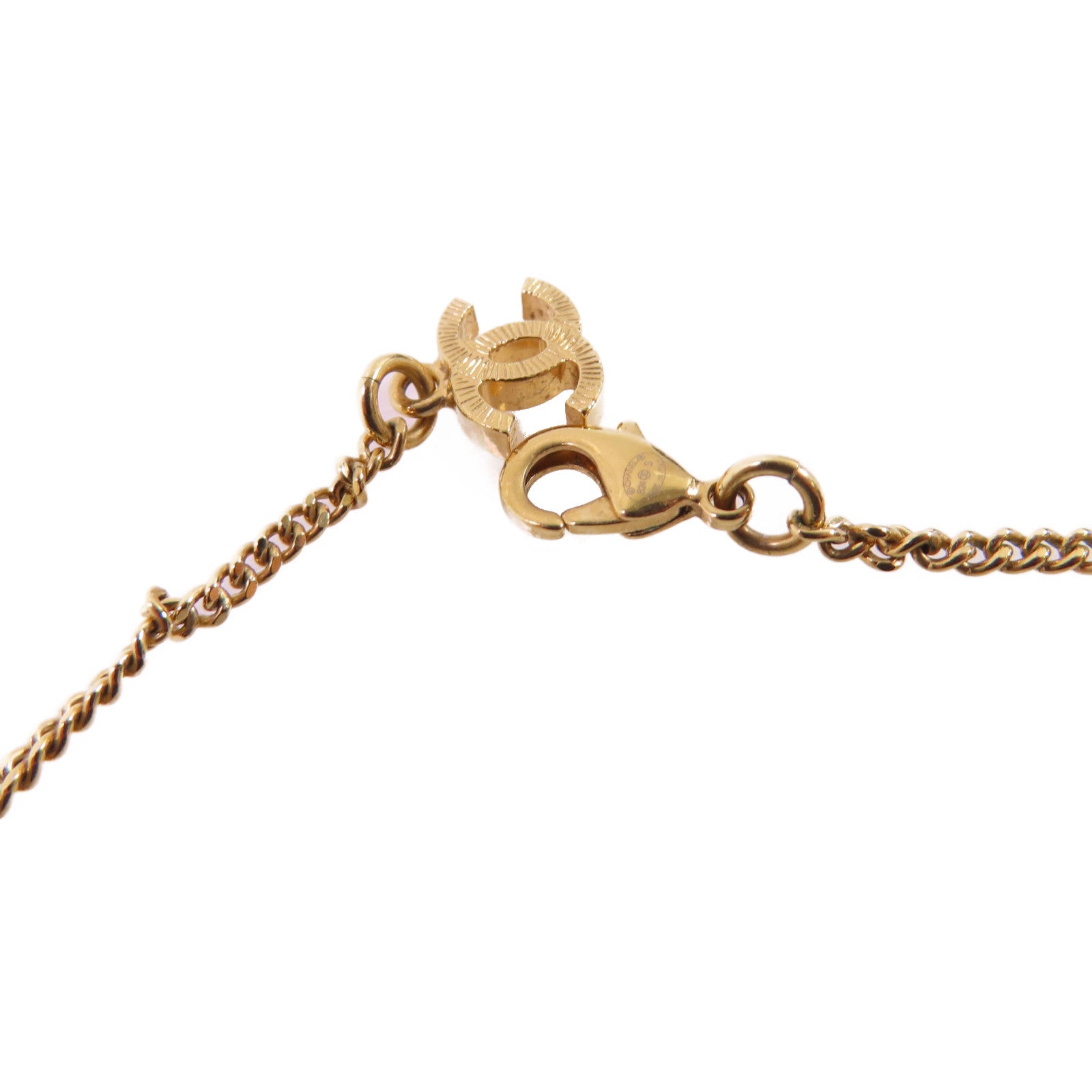 CHANEL 金屬CC Necklace金扣項鏈金色/粉紅色