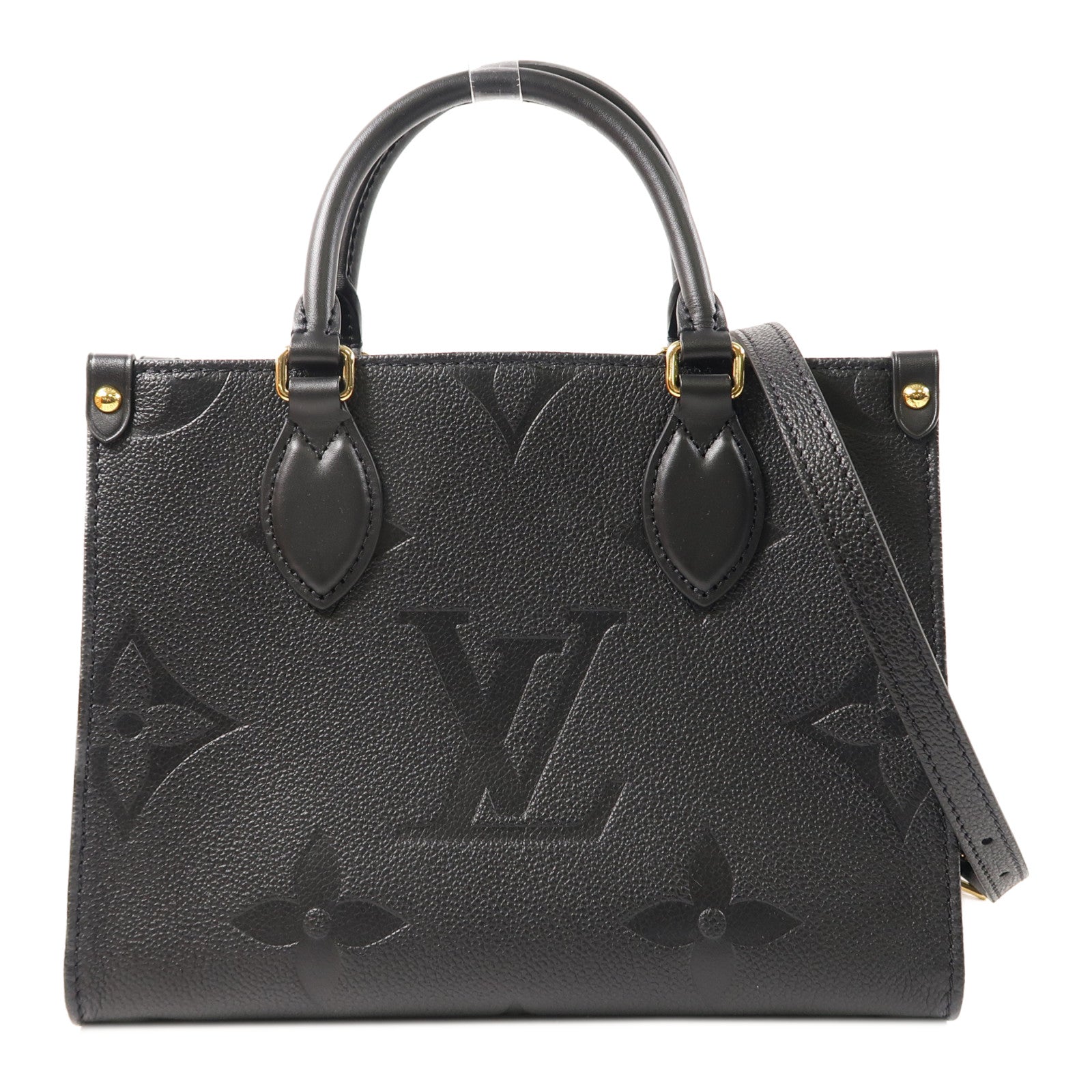 LOUIS VUITTON Monogram Empreinte On The Go PM金扣手挽肩背兩用袋黑色