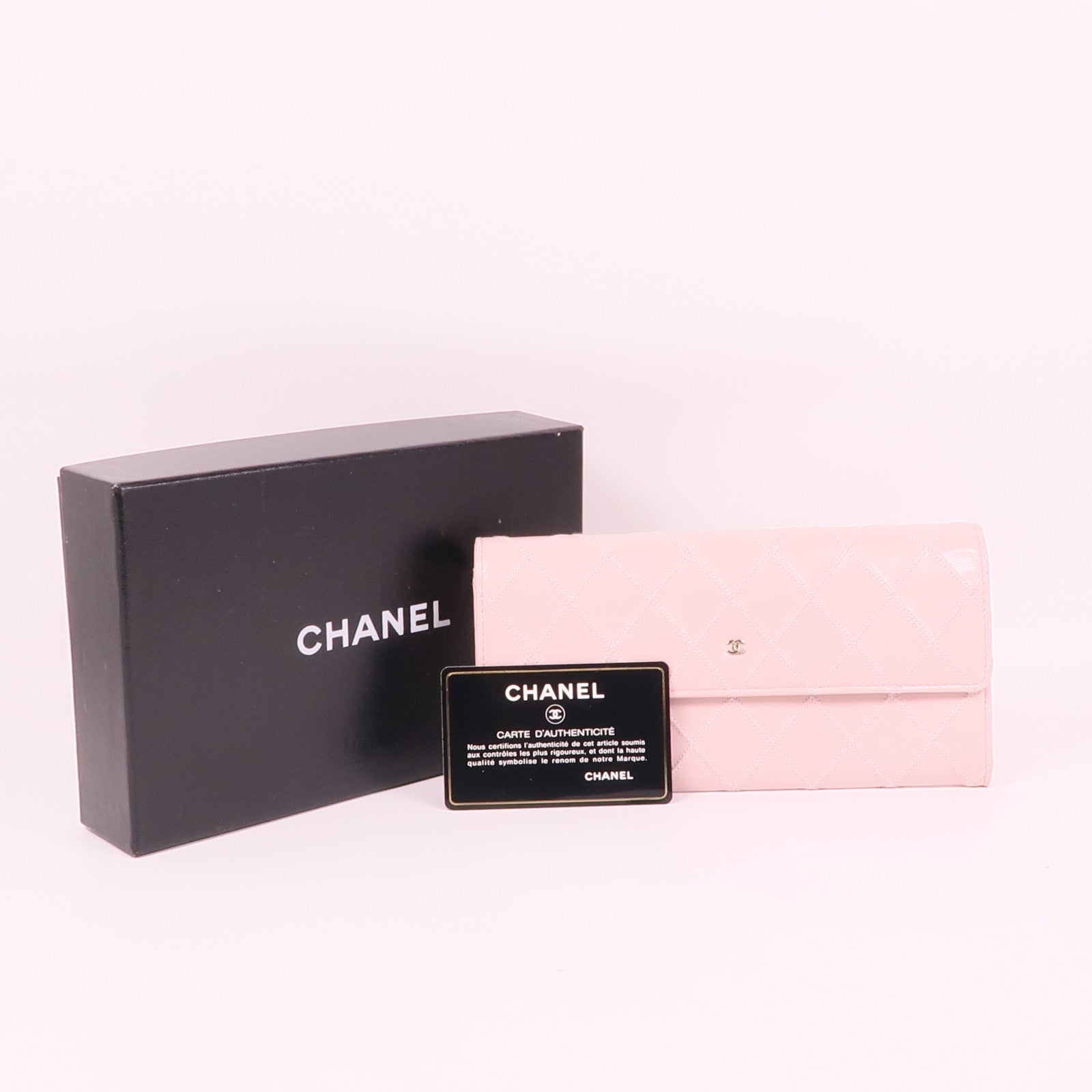 CHANEL 牛皮皮革Long Wallet銀扣長錢包