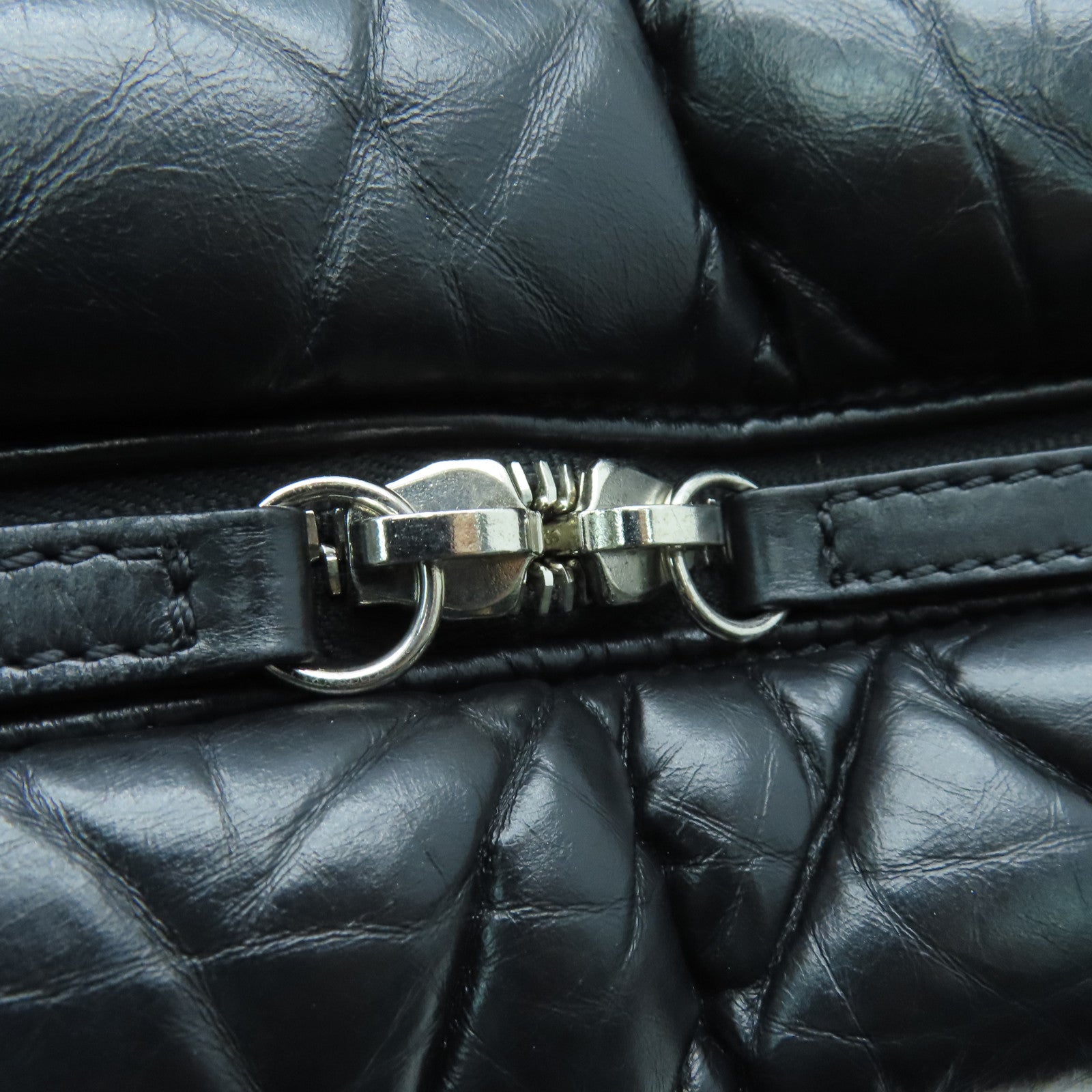 CHANEL twill 2way Shoulder Bag silver buckle handle shoulder bag black