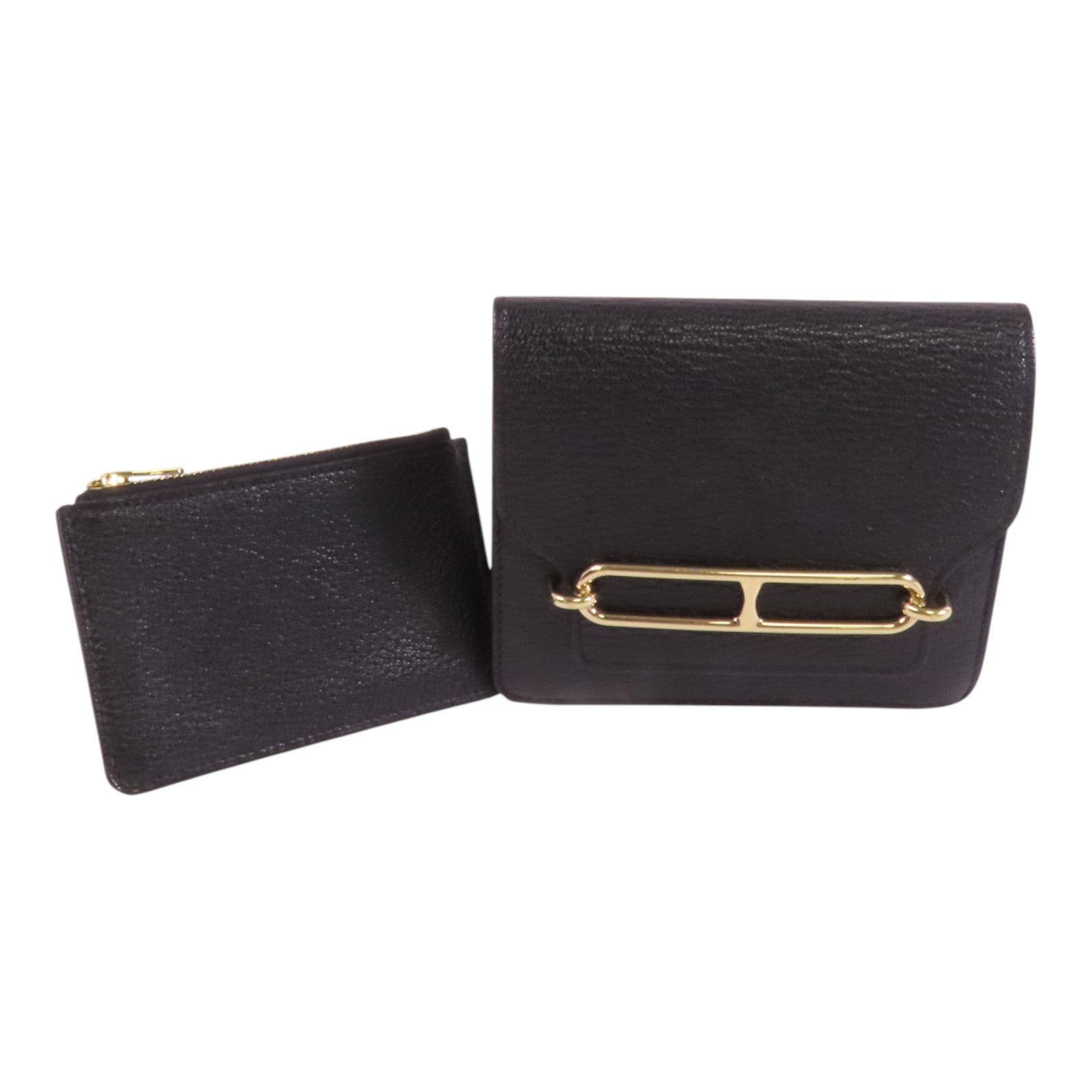 HERMES Chevre皮革Roulis Slim金扣短錢包