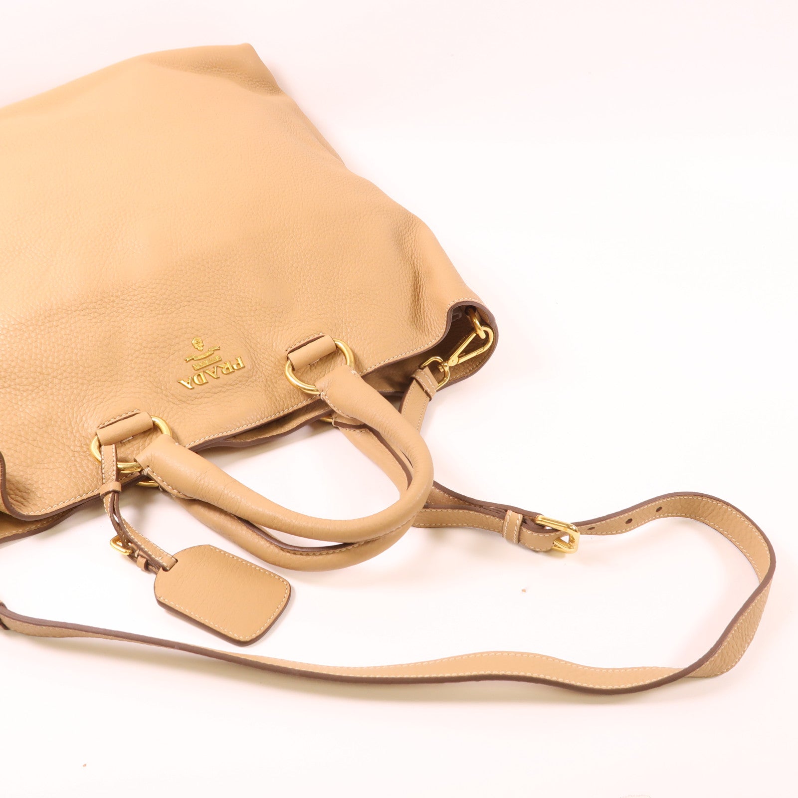 PRADA 牛皮皮革Shoulder Bag金扣手挽肩背兩用袋