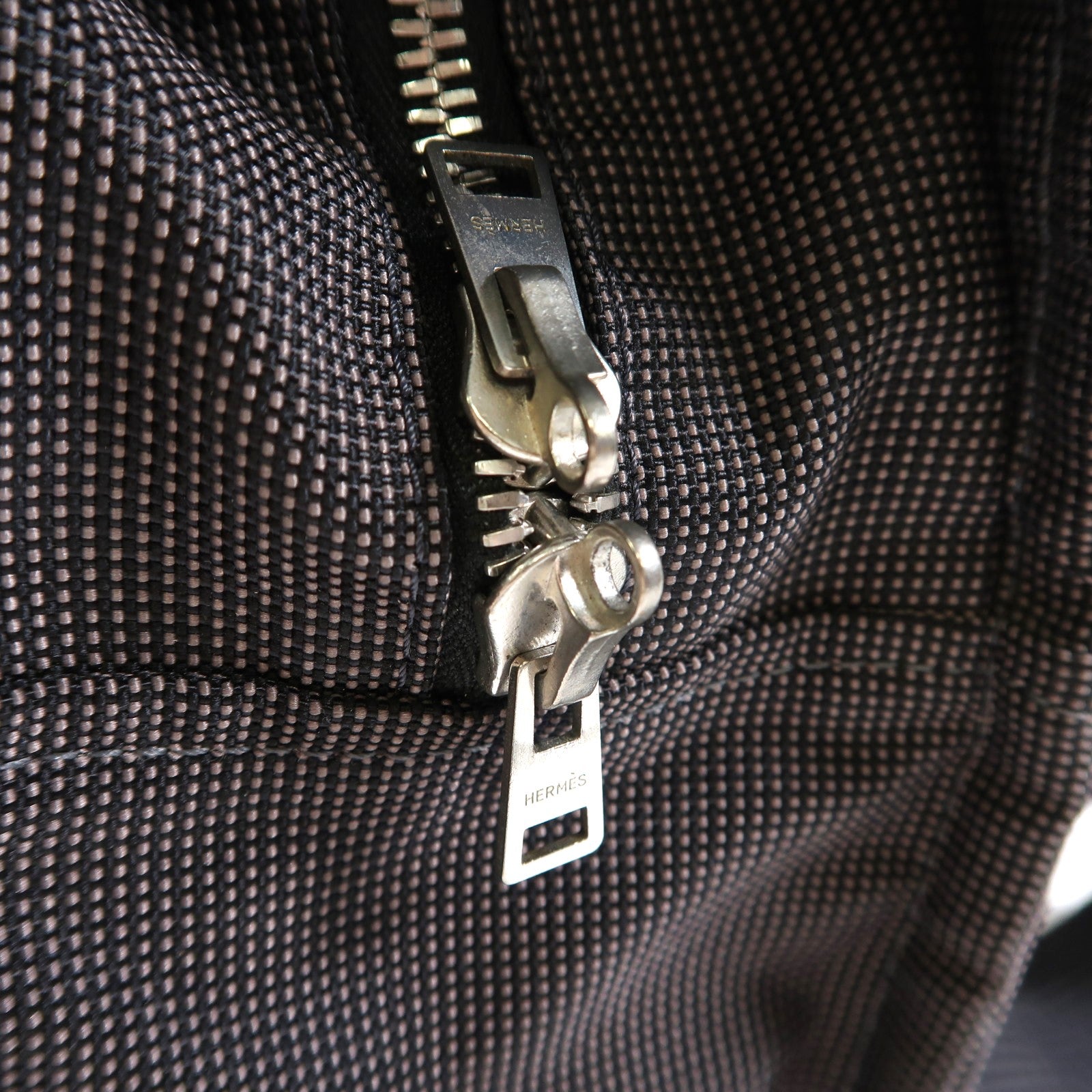 HERMES 帆布Herline Backpack Tote銀扣背包灰色