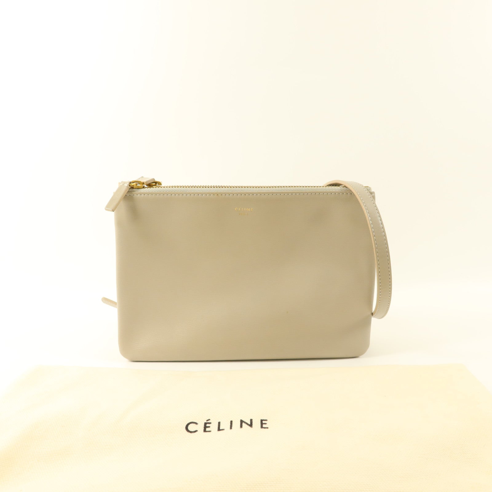 CELINE 牛皮皮革Trio Bag金扣肩背袋