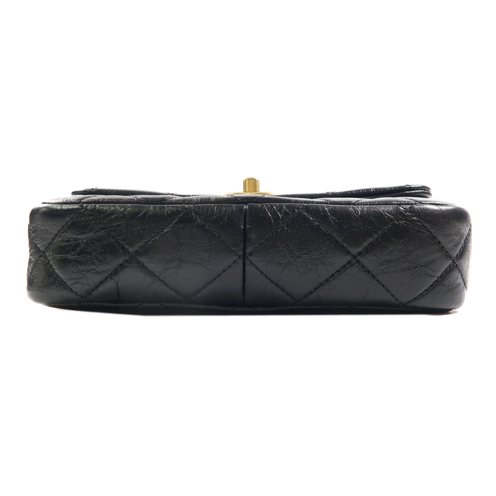 CHANEL 菱格牛皮皮革Shoulder Bag金扣鏈帶肩背袋黑色