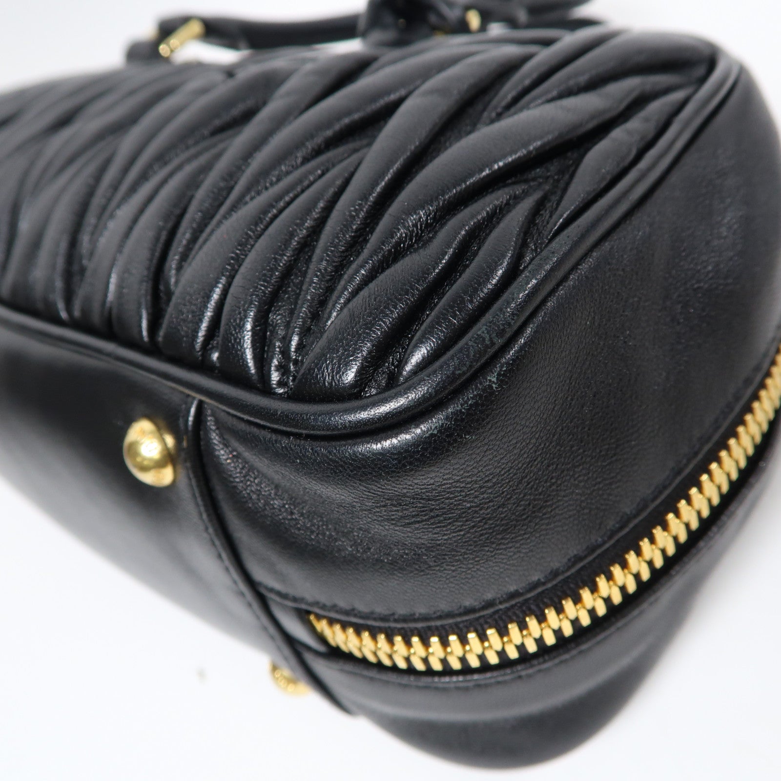 Miu Miu 羊皮皮革2 Way Shoulder Bag金扣手挽肩背兩用袋黑色