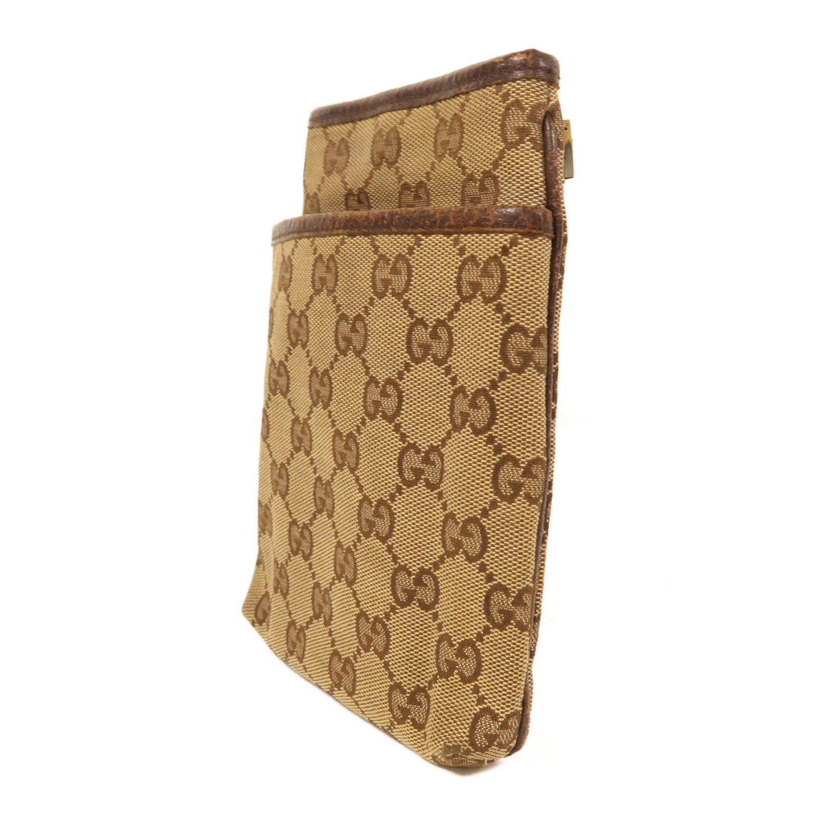 GUCCI 帆布Shoulder Bag銀扣肩背袋啡色