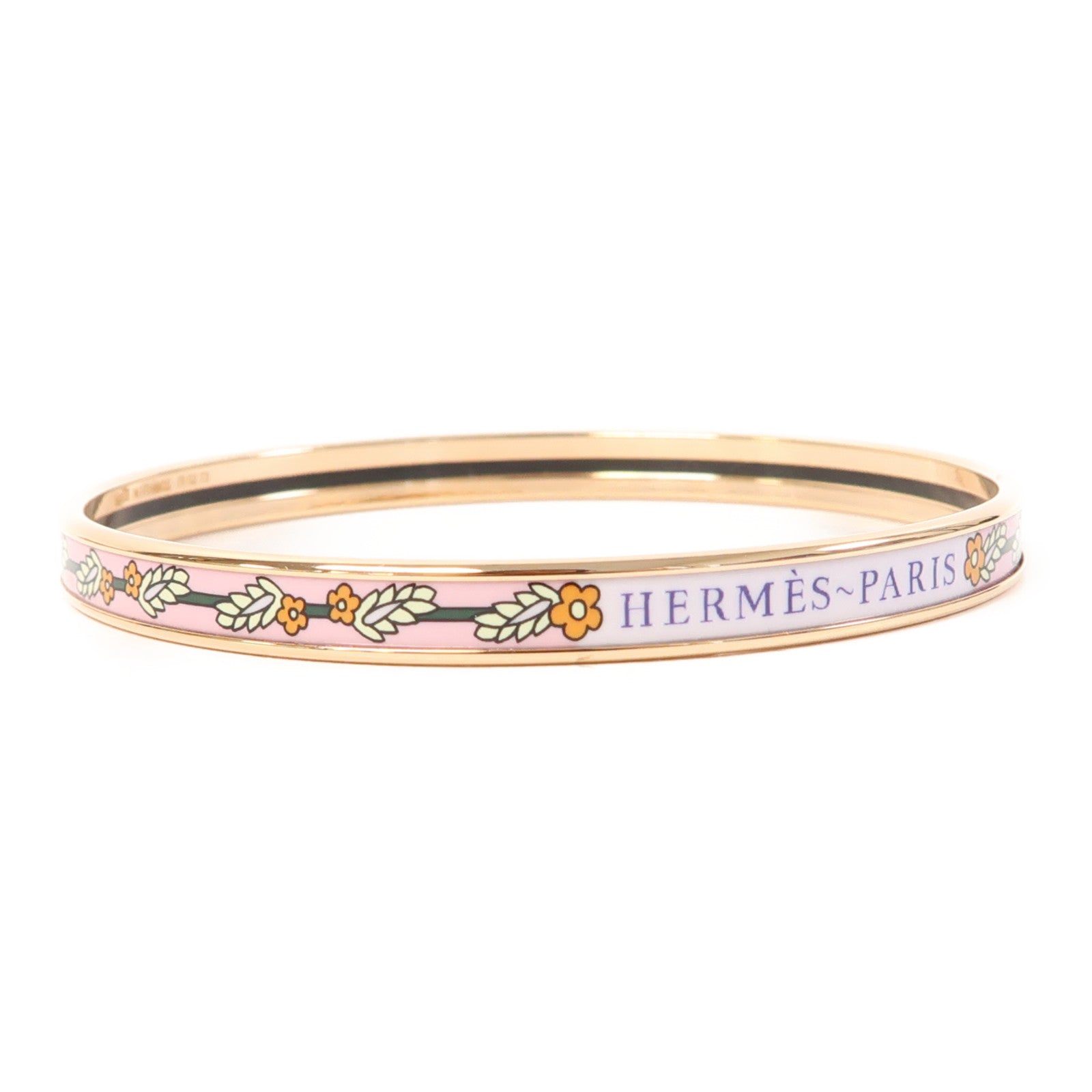 HERMES 金屬Uri Bangle手鐲粉紅色
