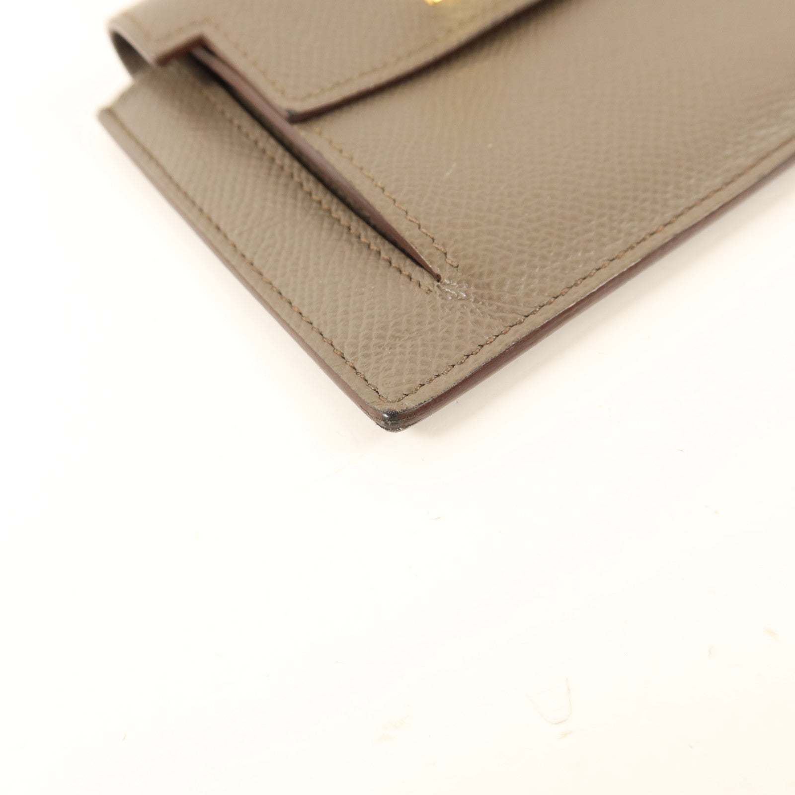 HERMES Epsom皮革Kelly Pocket錢包Etain