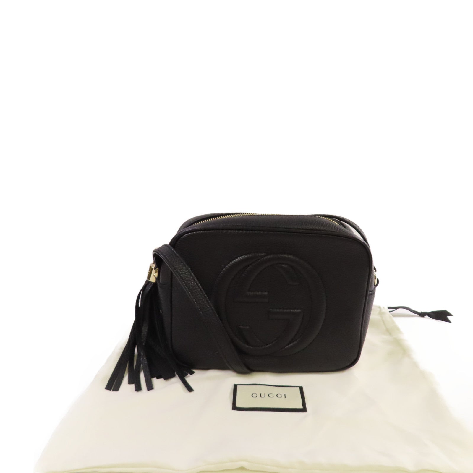 GUCCI 牛皮皮革Soho Disco Shoulder Bag金扣肩背袋黑色