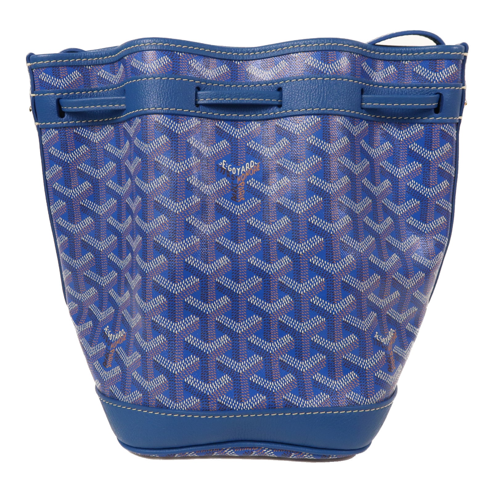 GOYARD 塗層帆布Petit Flot Bucket銀扣肩背袋藍色