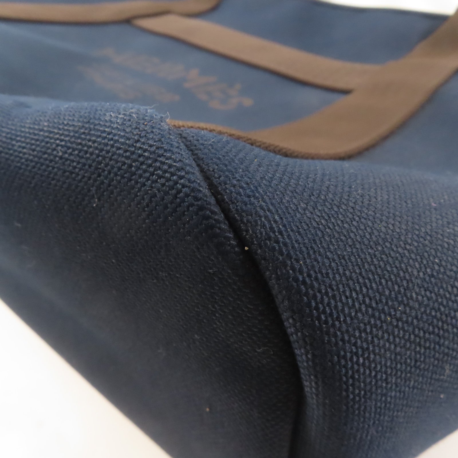 HERMES 帆布Sac De Pansage Groom銀扣手挽肩背兩用袋深藍色