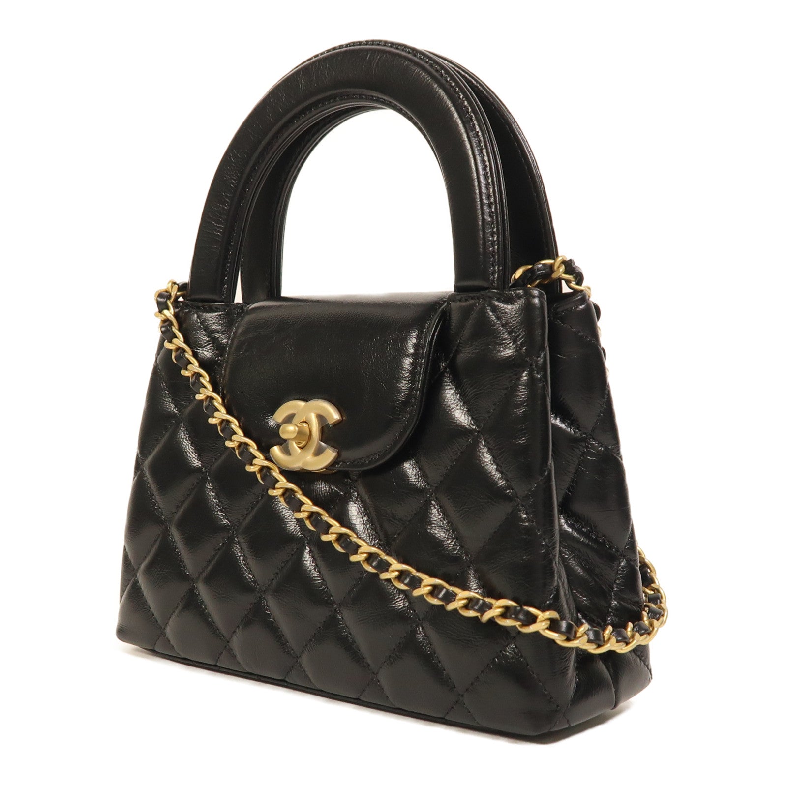 CHANEL 牛皮皮革Mini Kelly金扣手挽肩背兩用袋