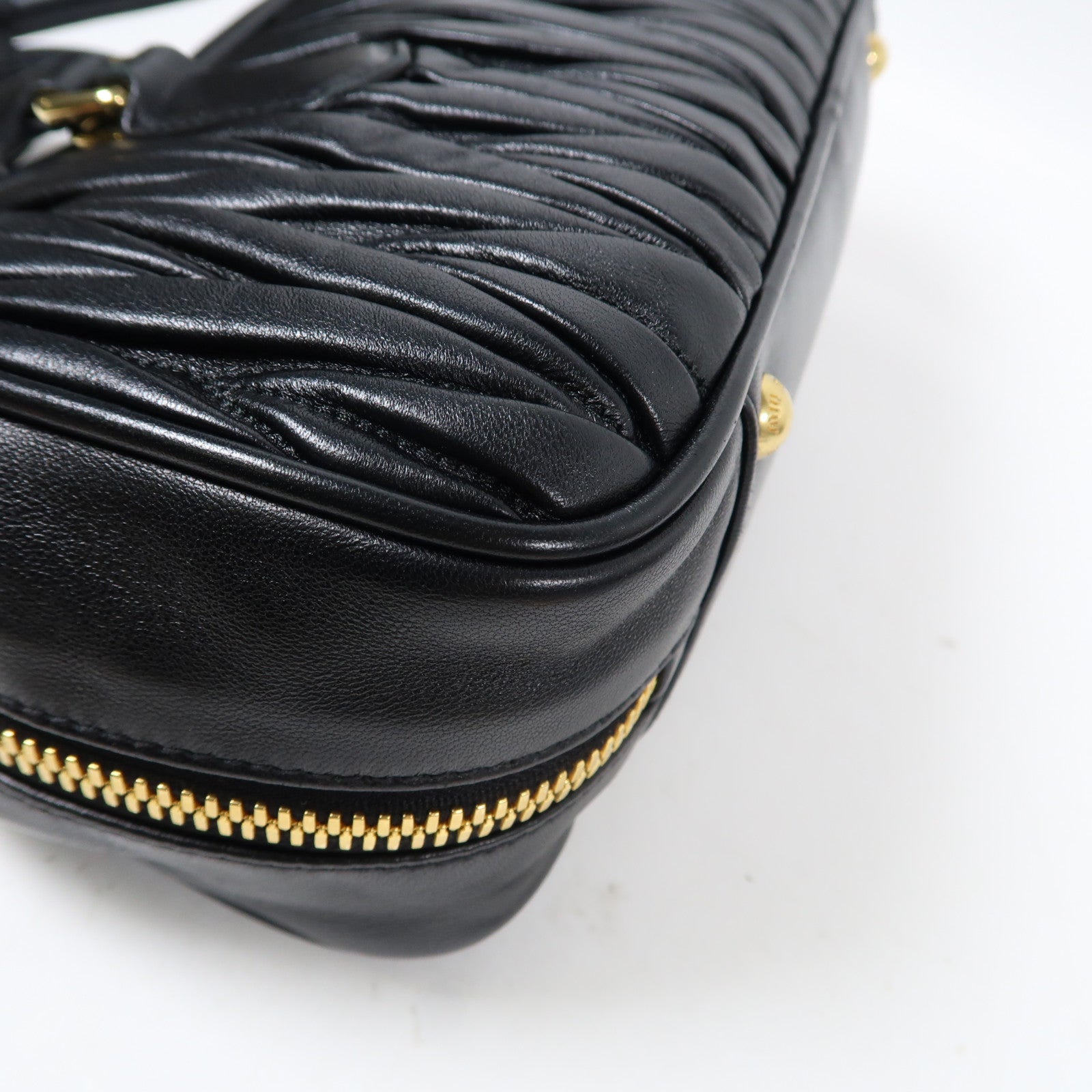 Miu Miu 羊皮皮革2 Way Shoulder Bag金扣手挽肩背兩用袋黑色