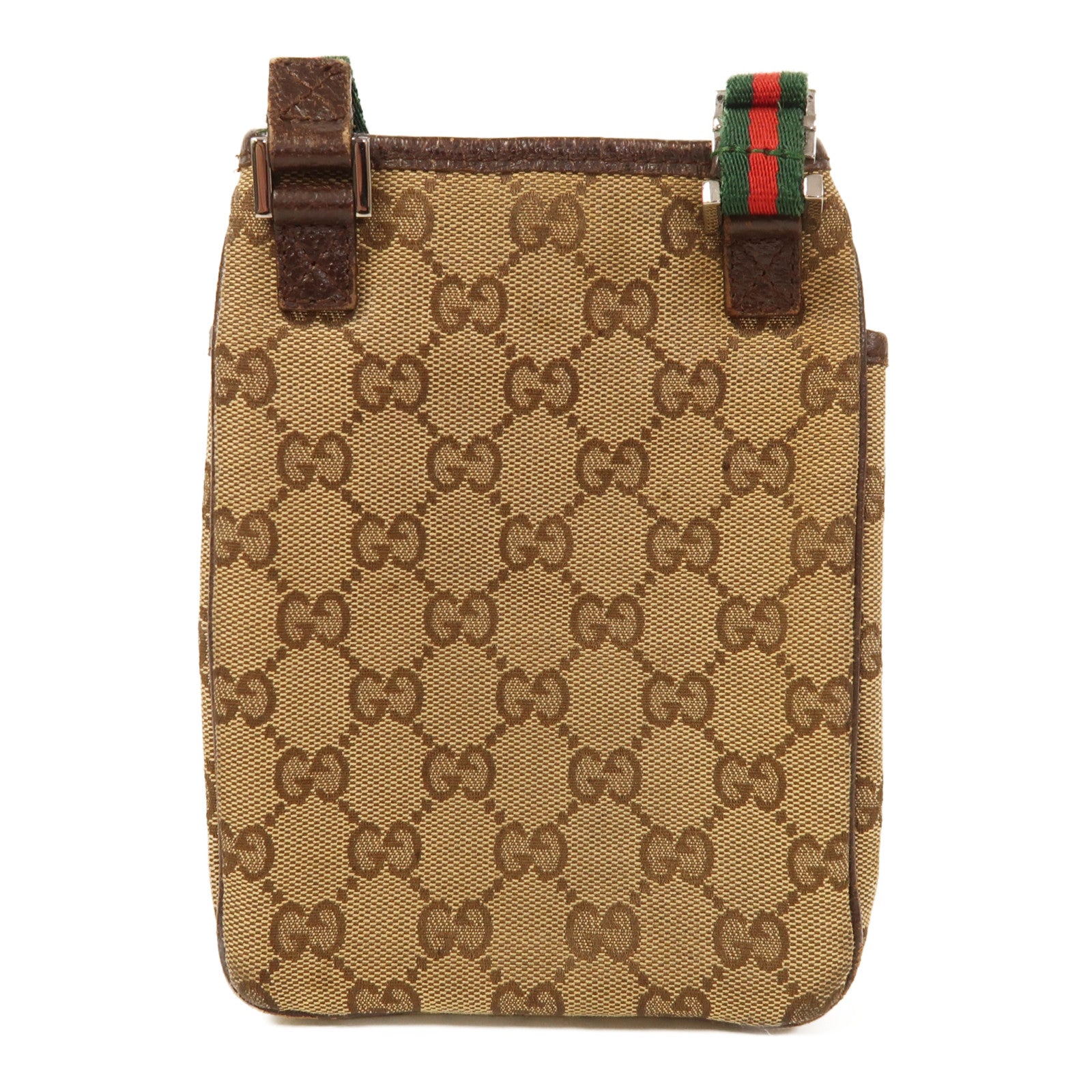 GUCCI 帆布Shoulder Bag銀扣肩背袋啡色