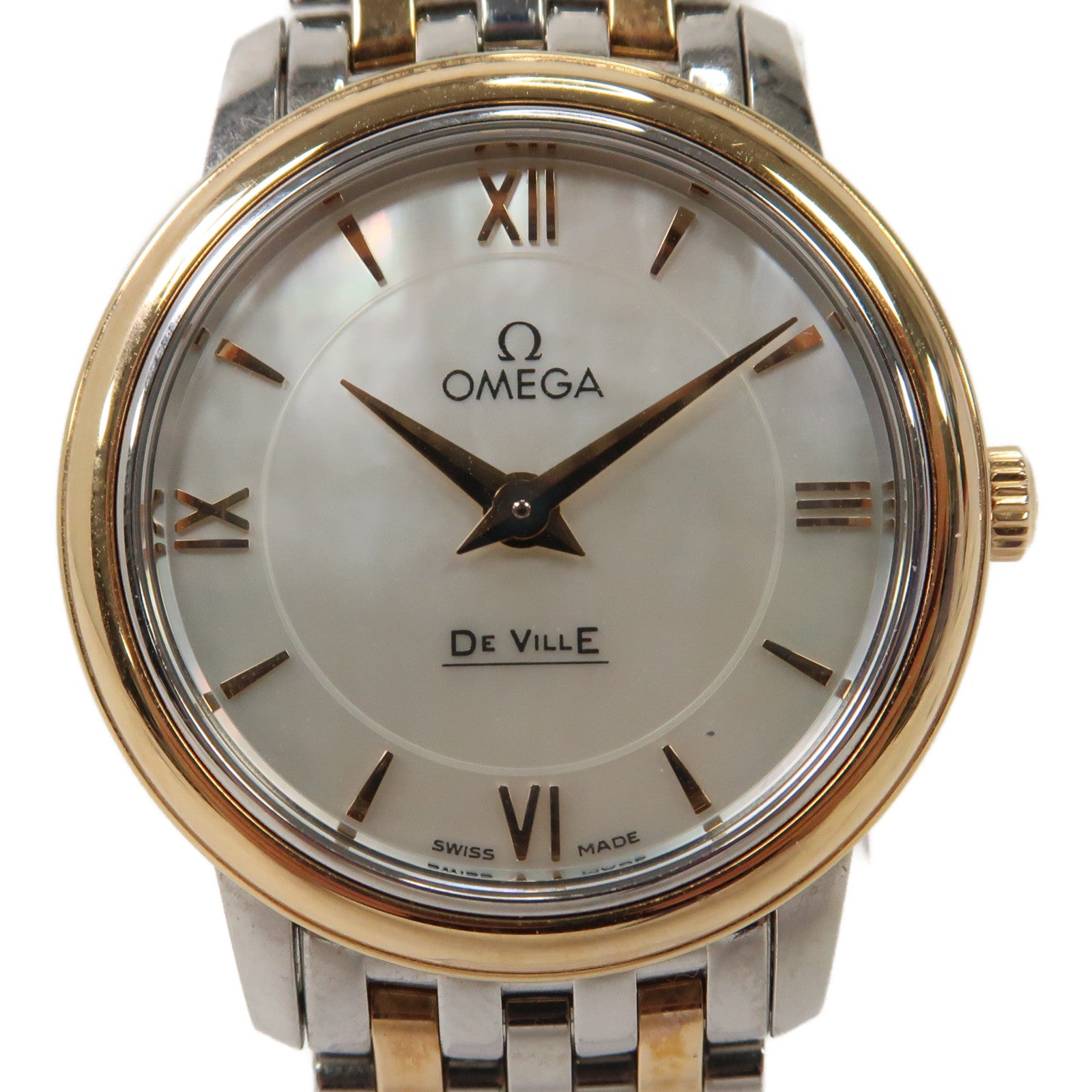 OMEGA Omega De Ville Prestige 18K黃金/不鏽鋼手錶自動機芯白色