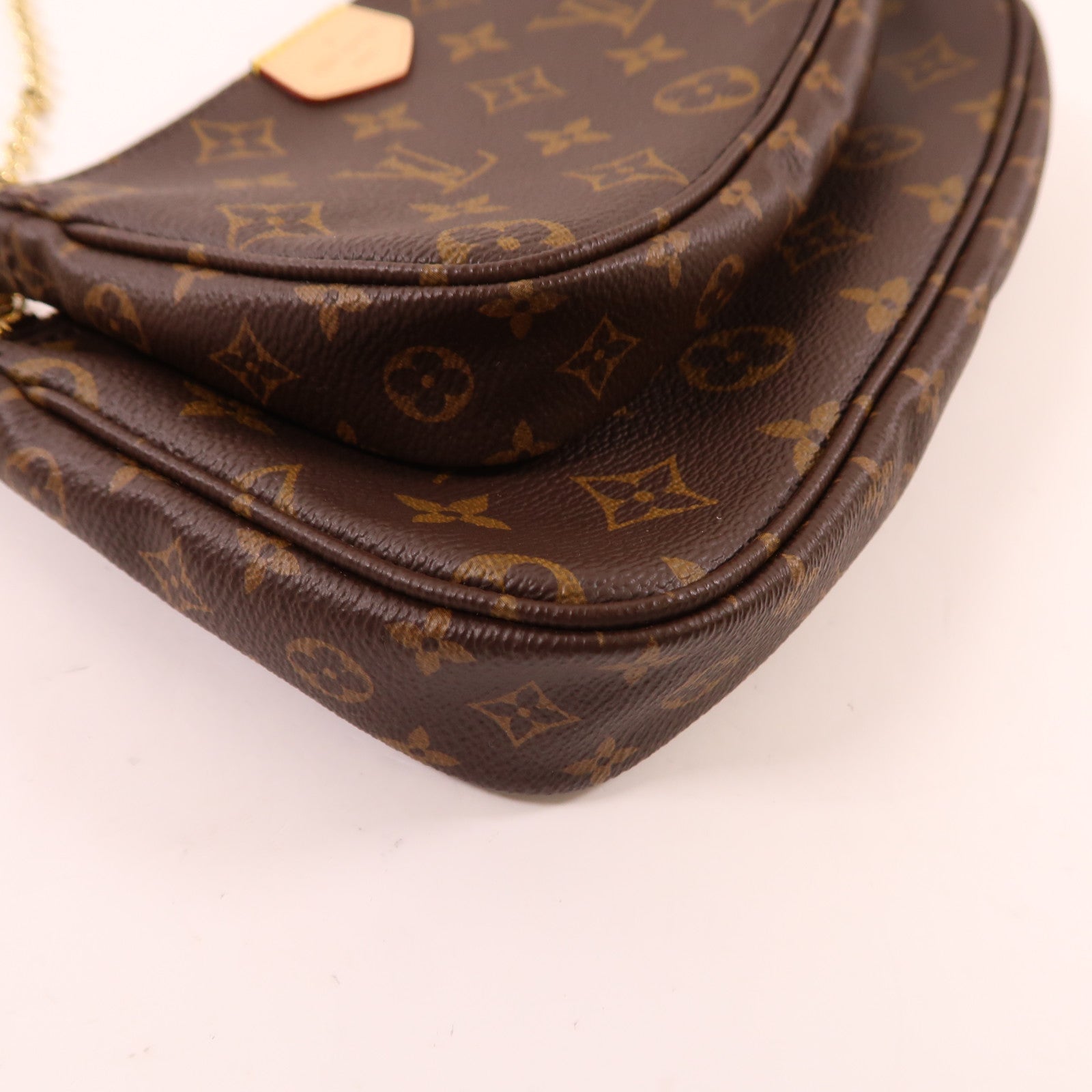 LOUIS VUITTON Monogram Multi Pochette Accessoires金扣肩背袋棕色